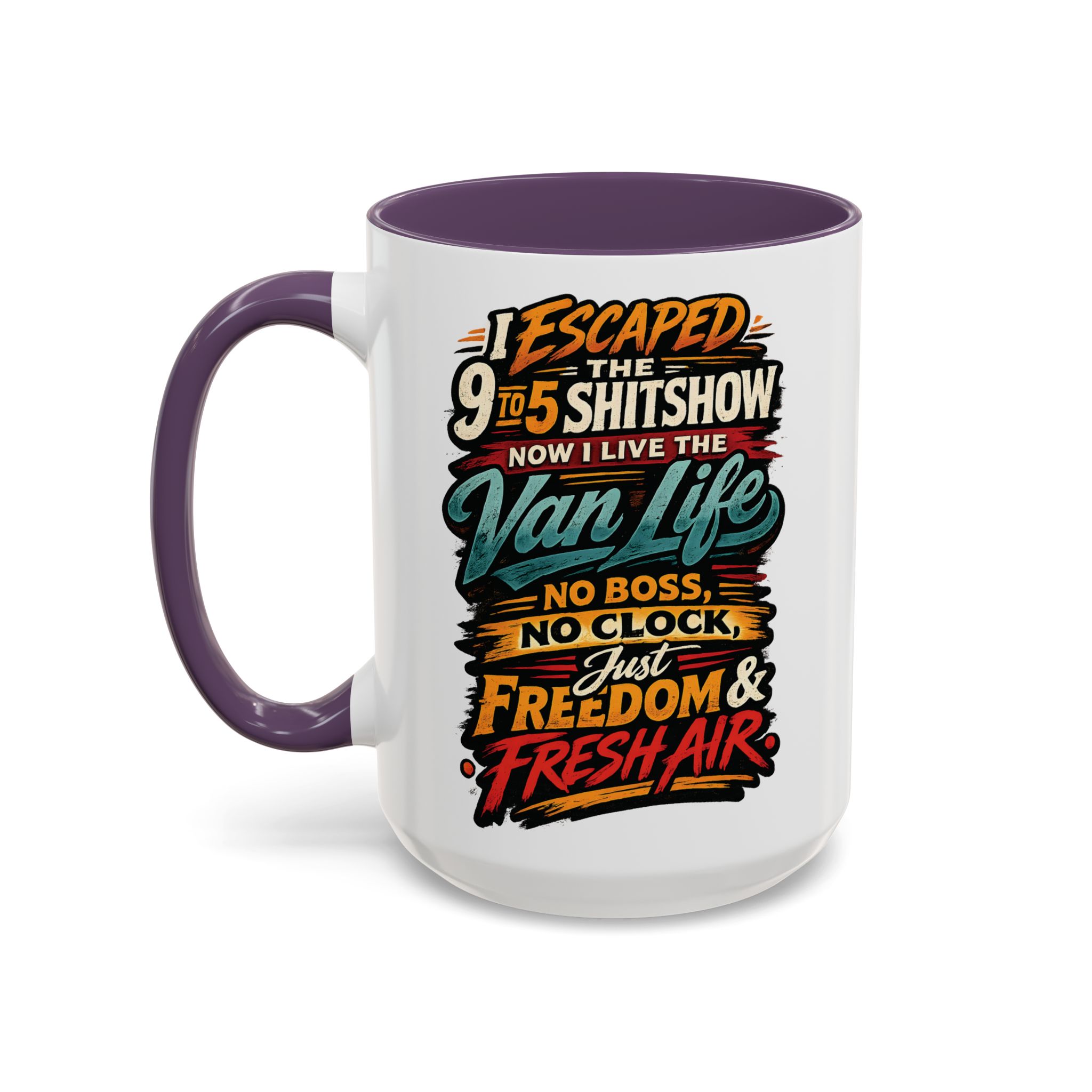 22064079100760502_2048.jpeg Accent Coffee Mug (11, 15oz) — "I Escaped The 9 To 5" Design F**K-Line