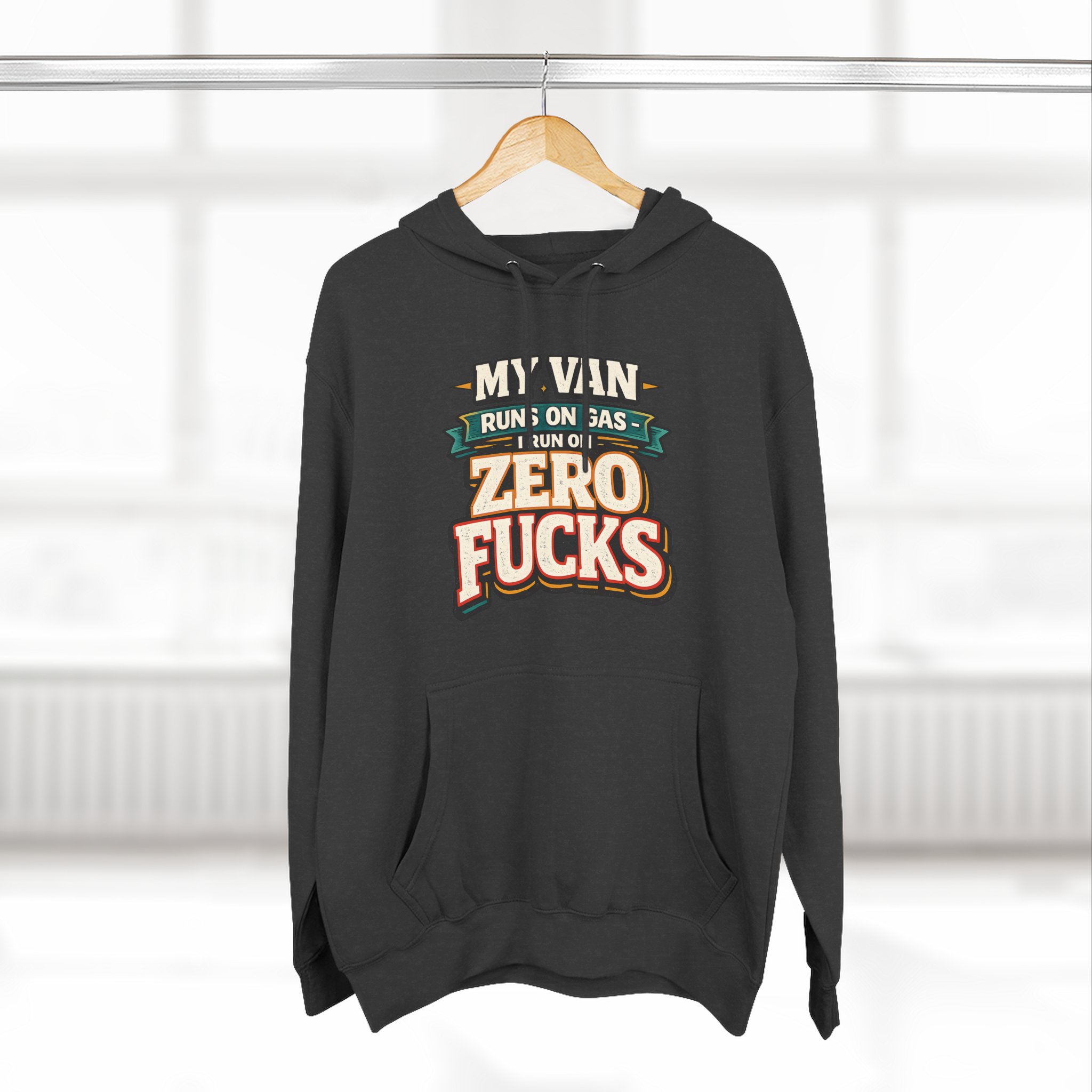 Three-Panel Fleece Hoodie - "My Van Runs On Gas" Design F**K-Line
