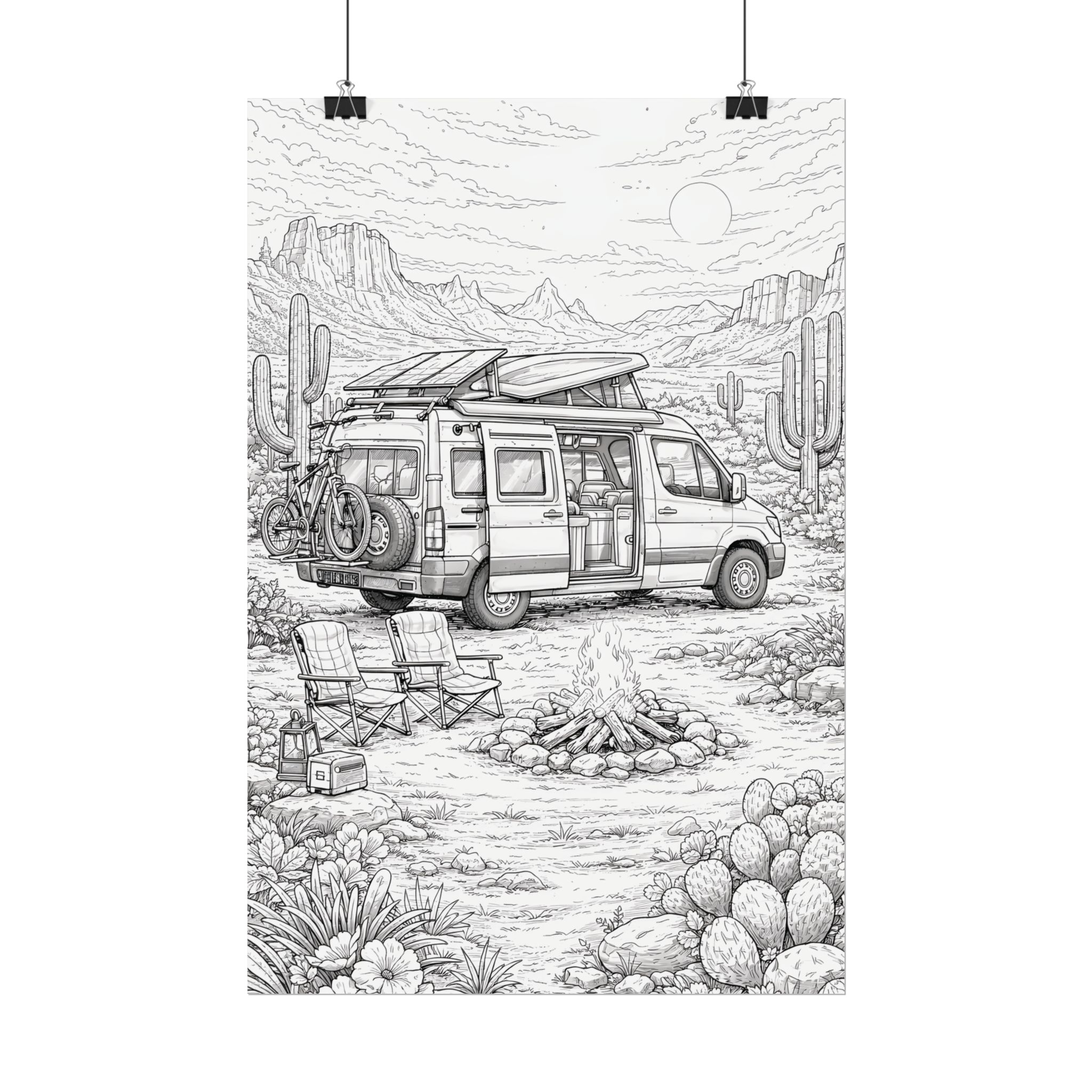 Campervan Poster — Vintage RV Camping Landscape Wall Art