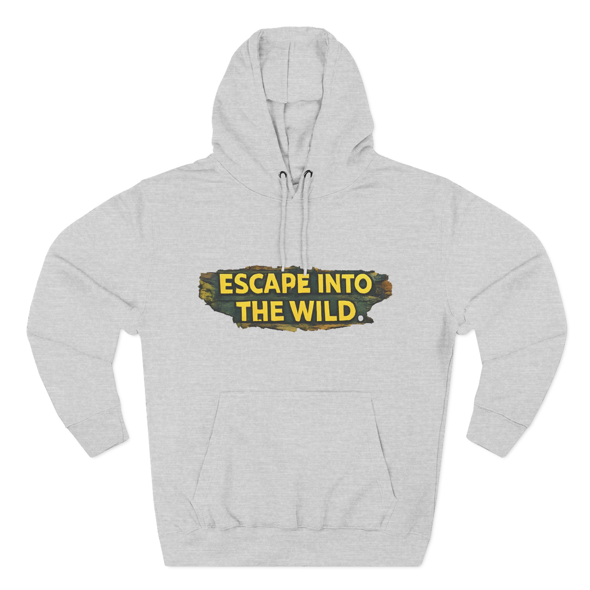 Three-Panel Fleece Hoodie - "Escape Into The Wild" Design Cubic-Line