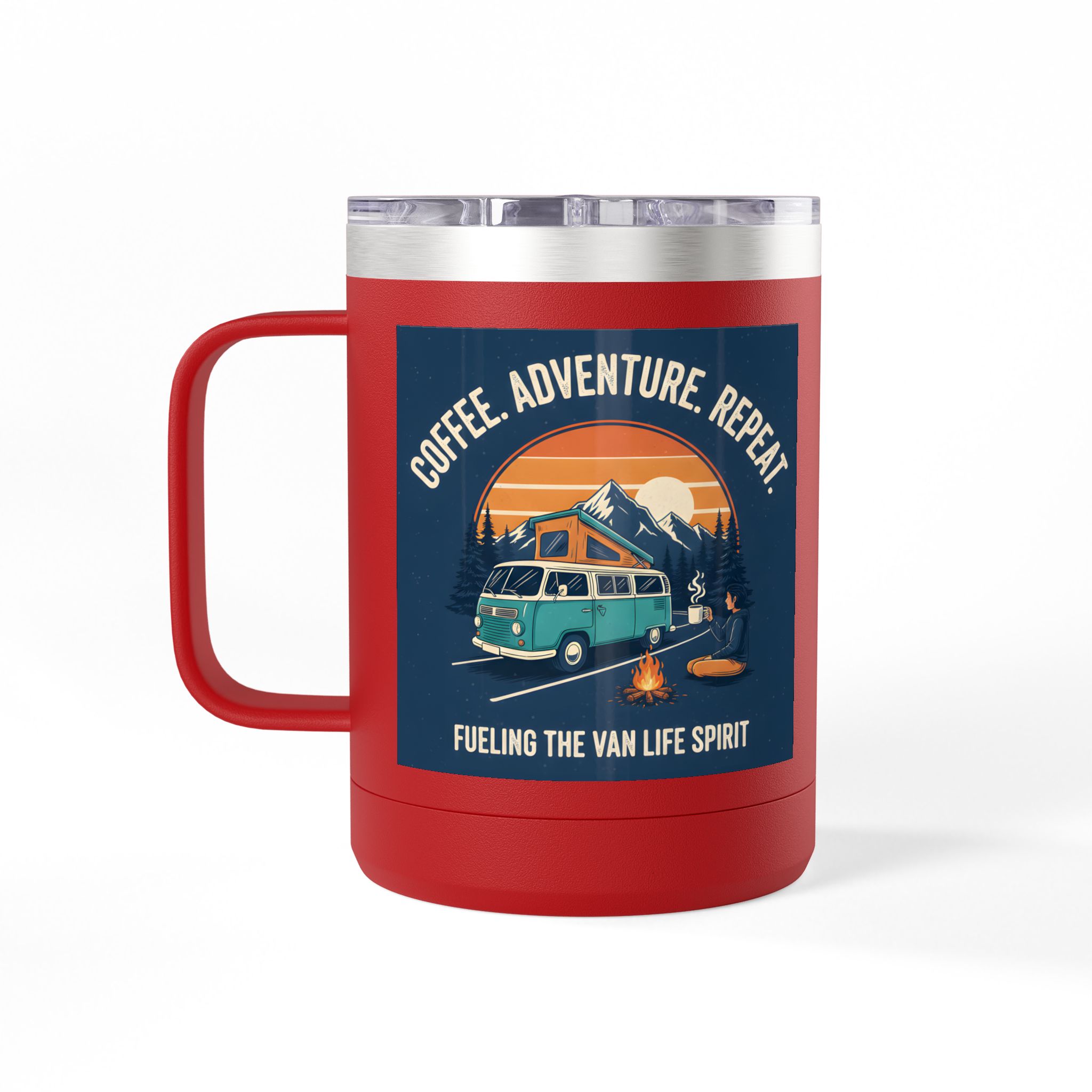 Coffee Mug Tumbler, 15oz — “Coffee. Adventure. Repeat.”
