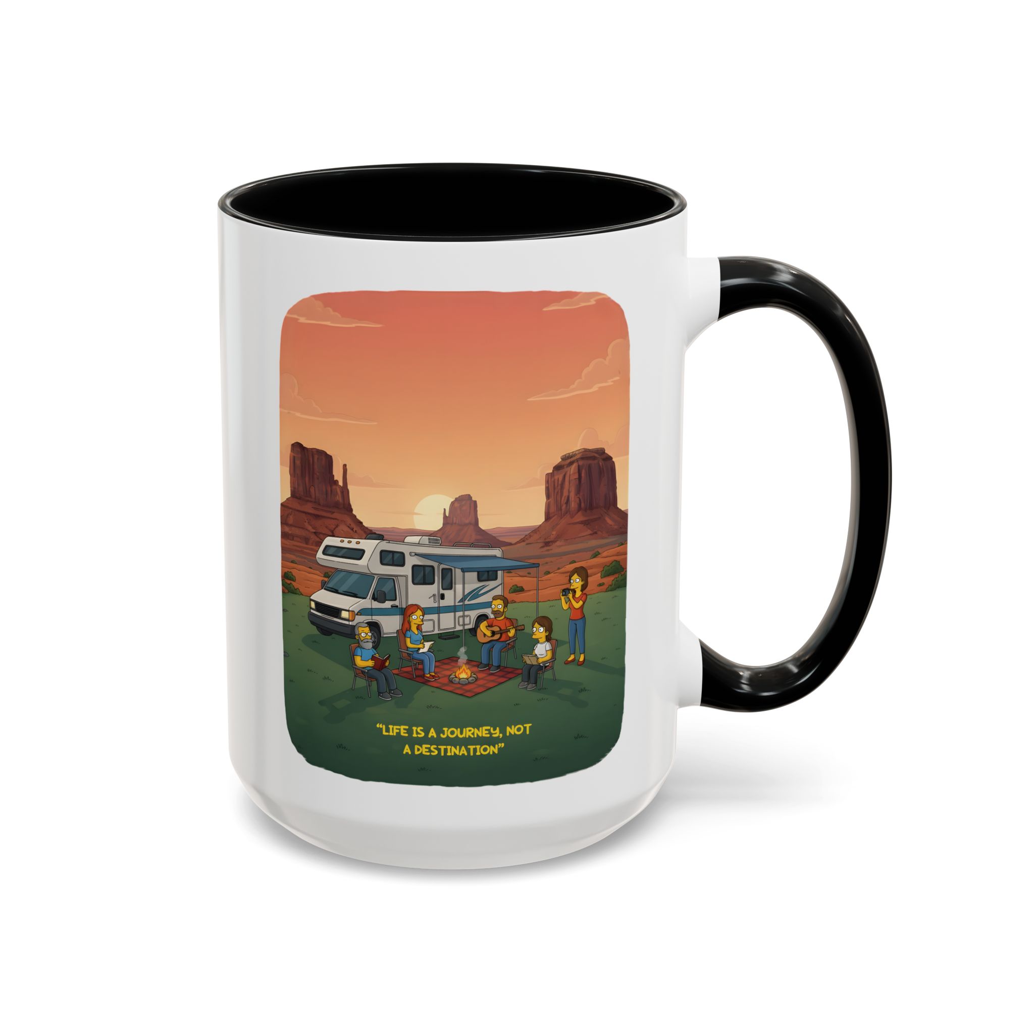 Accent Coffee Mug (11, 15oz) — "Life Is A Journey-Not A Destination" Design Sitcom-Line