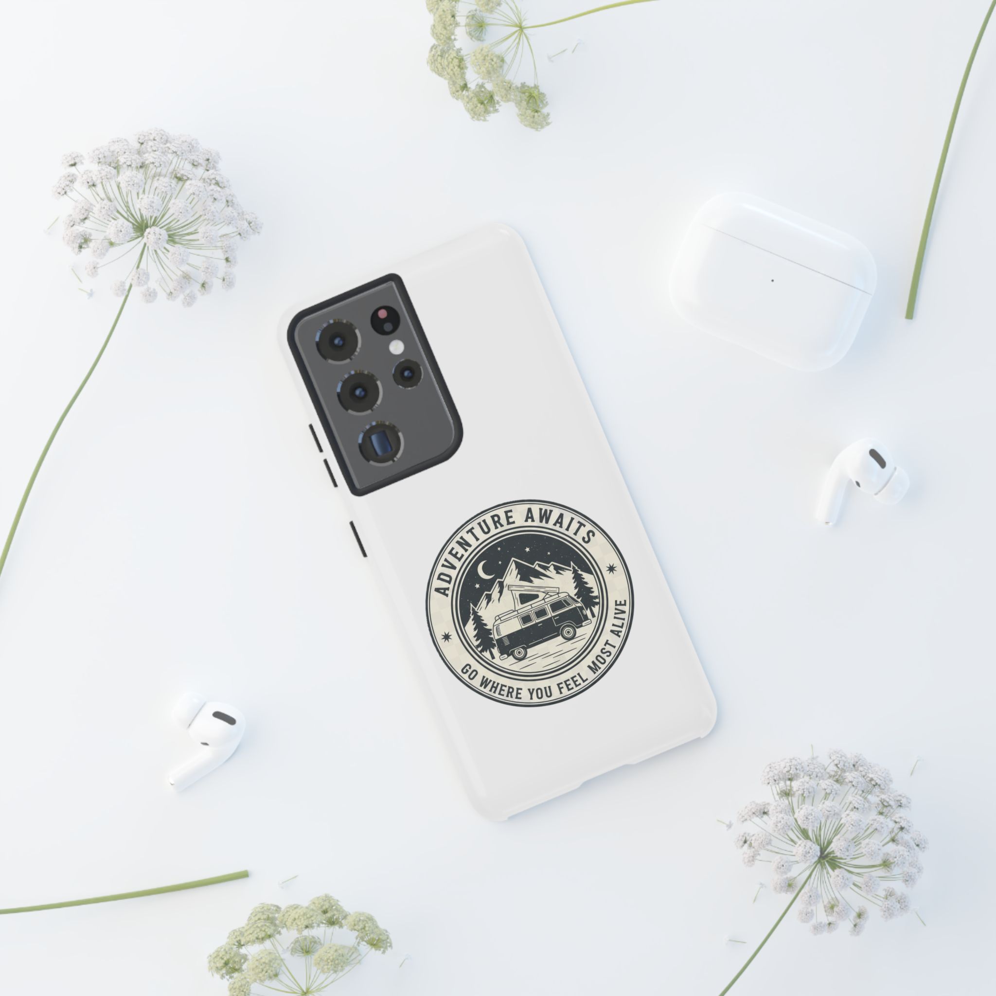 Phone Case — "Adventure Awaits-Go Where You Feel Most Alive" Camper Van Design