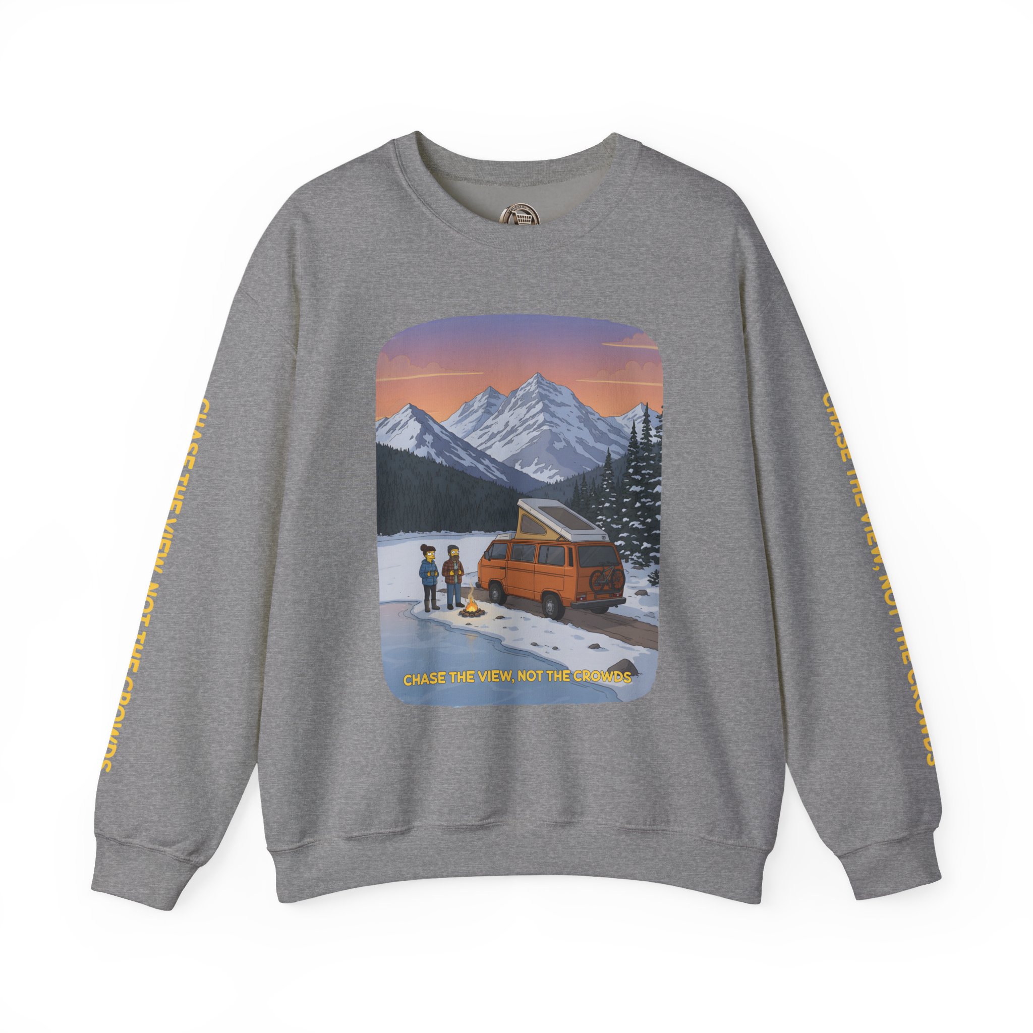 Unisex Heavy Blend™ Crewneck Sweatshirt — "Chase The Views-Not The Crowds"" Design Sitcom-Line