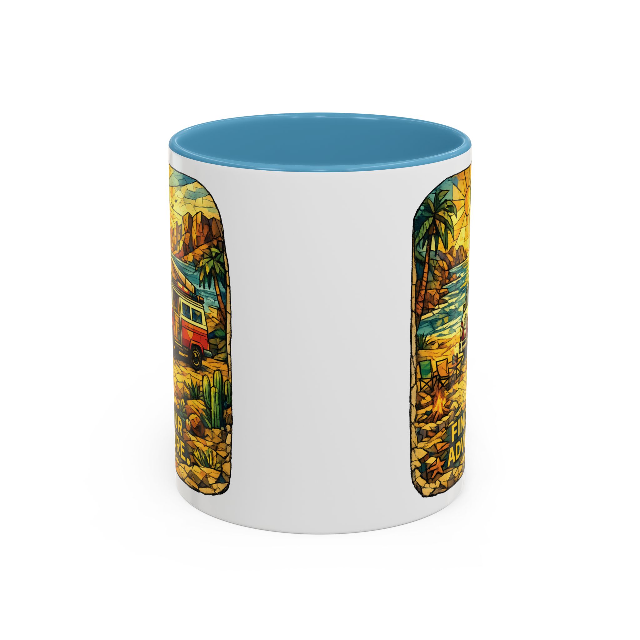 Accent Coffee Mug (11, 15oz) — ""Find Your Adventure"" Design Cubic-Line