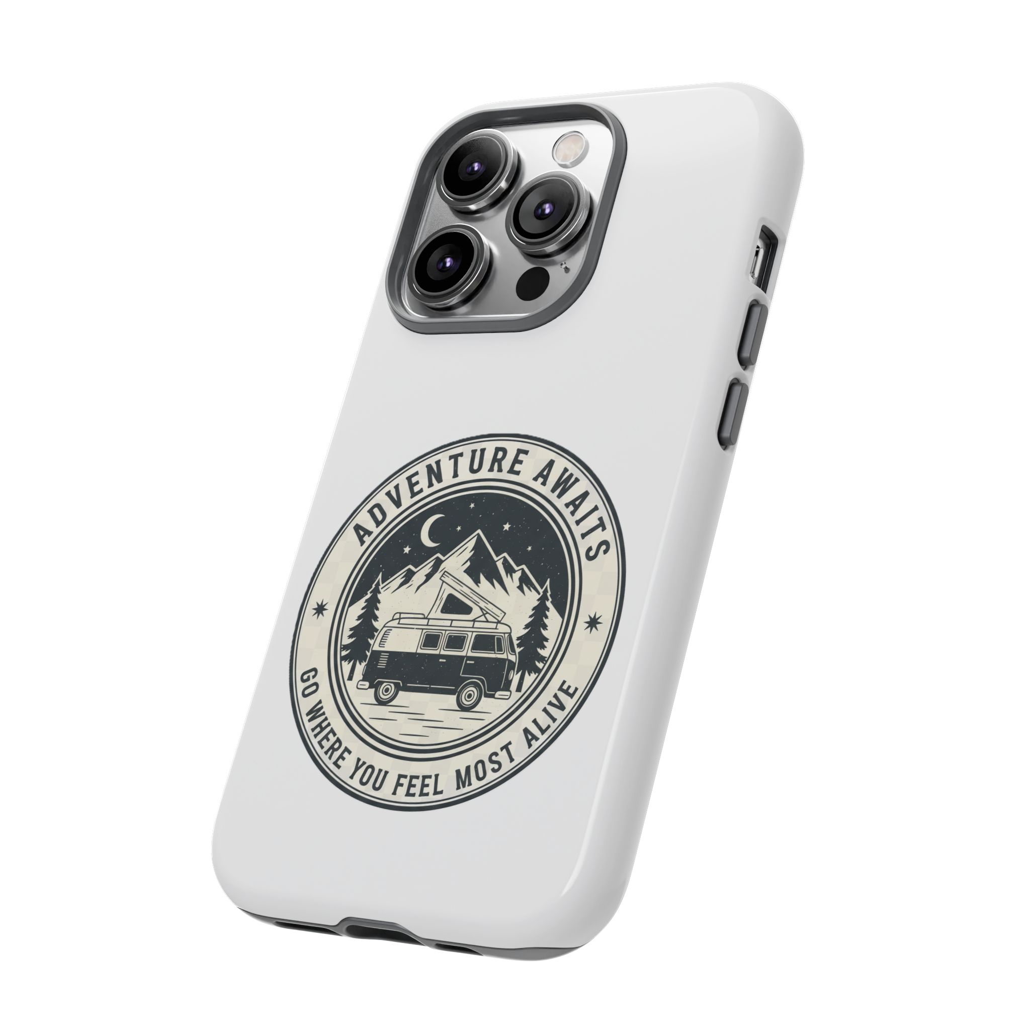 Phone Case — "Adventure Awaits-Go Where You Feel Most Alive" Camper Van Design