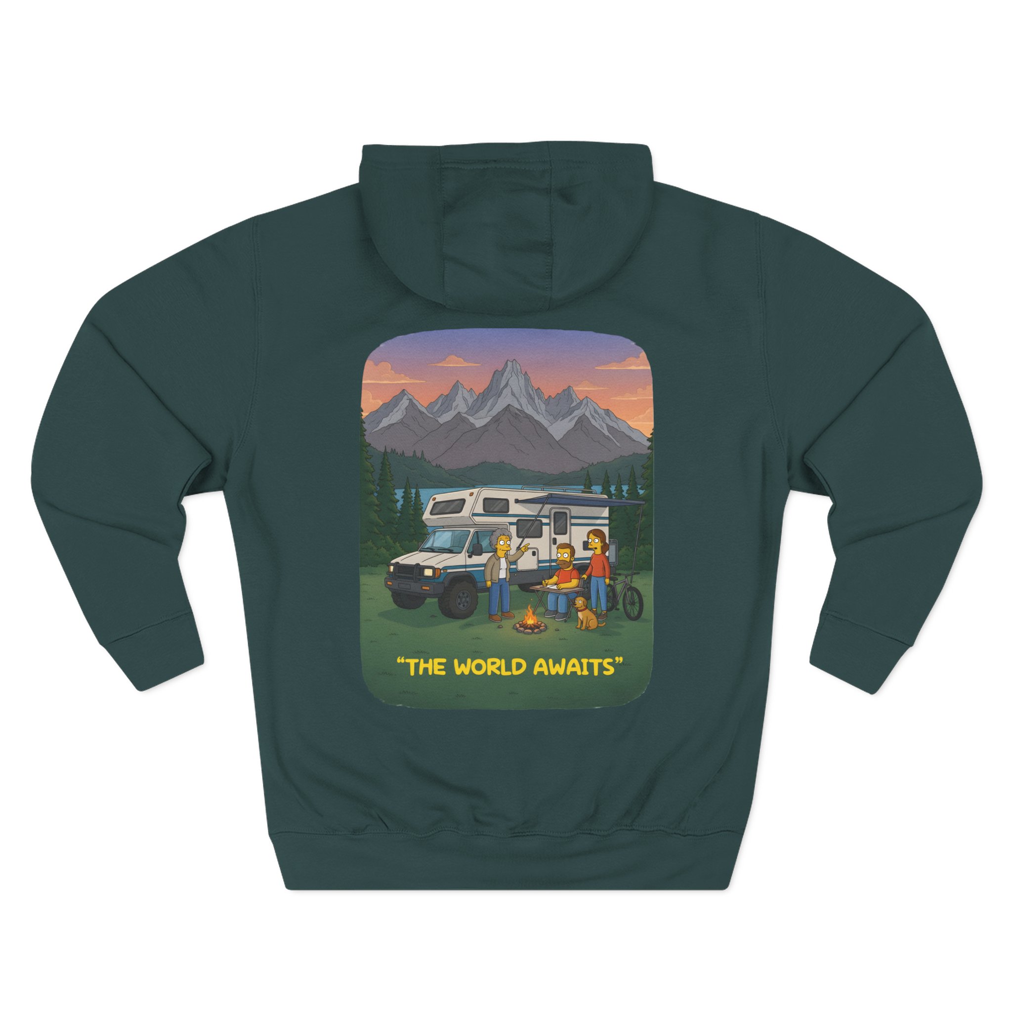 Three-Panel Fleece Hoodie - "The World Awaits" Design Sitcom-Line