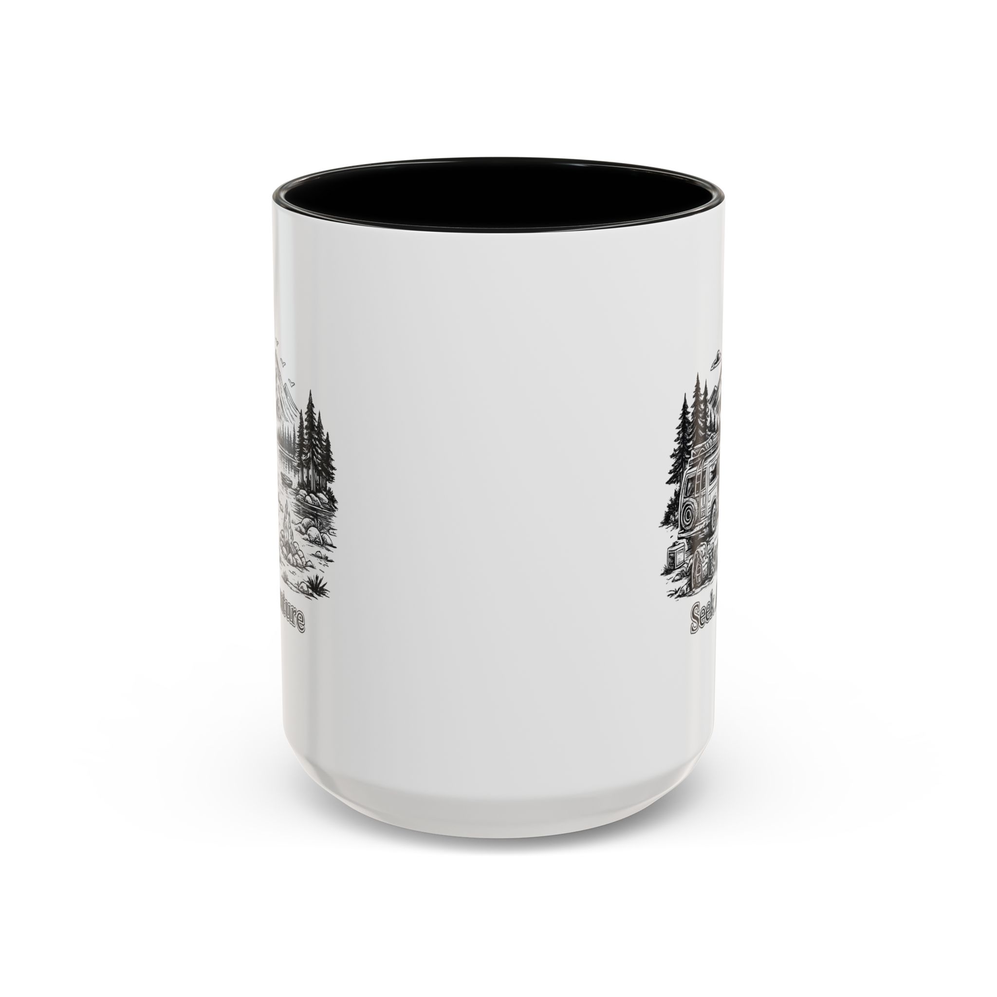 Accent Coffee Mug (11, 15oz) — "Seek Adventure" Design Minimal-Line