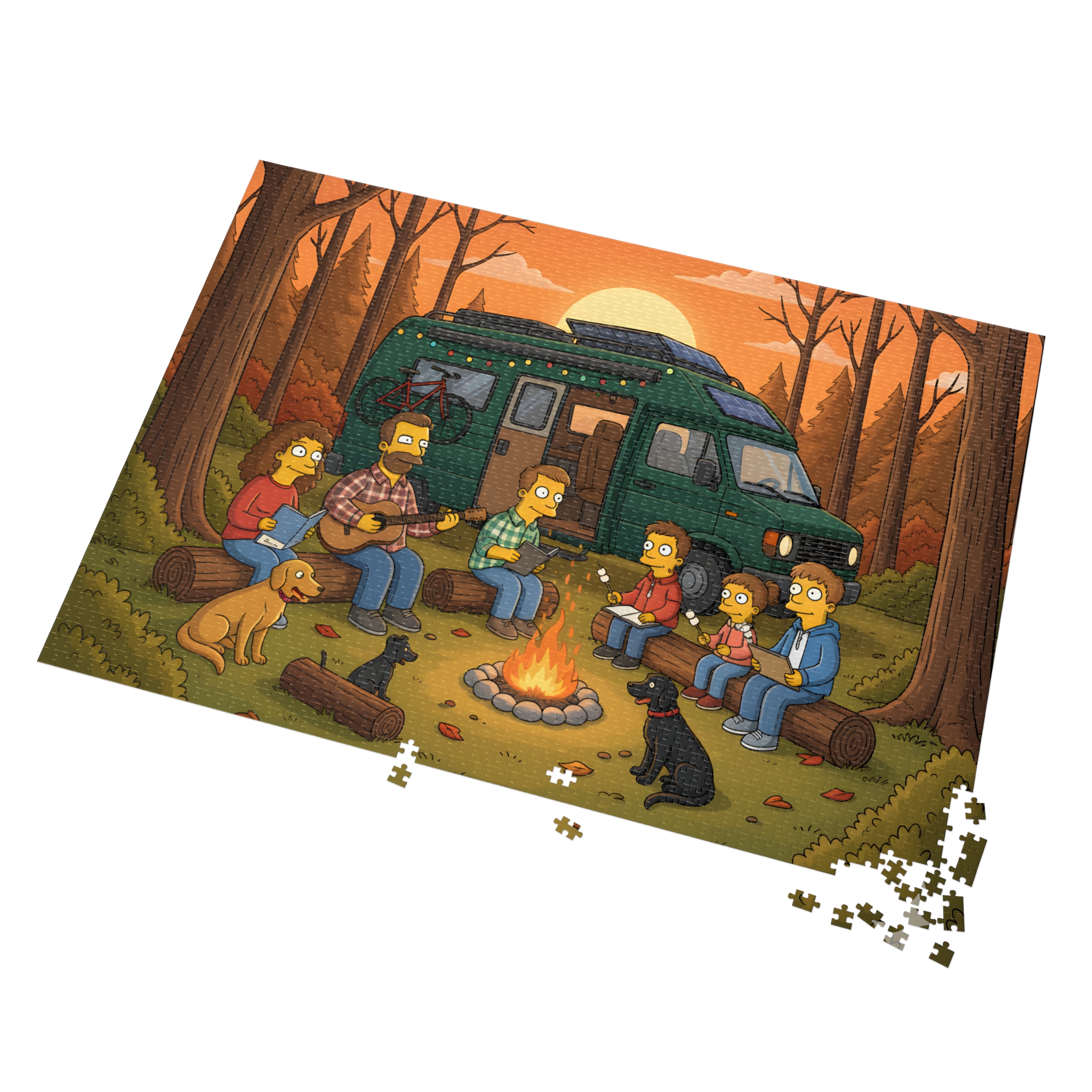 Jigsaw Puzzle with Tin — Scenic Camper Van Campfire