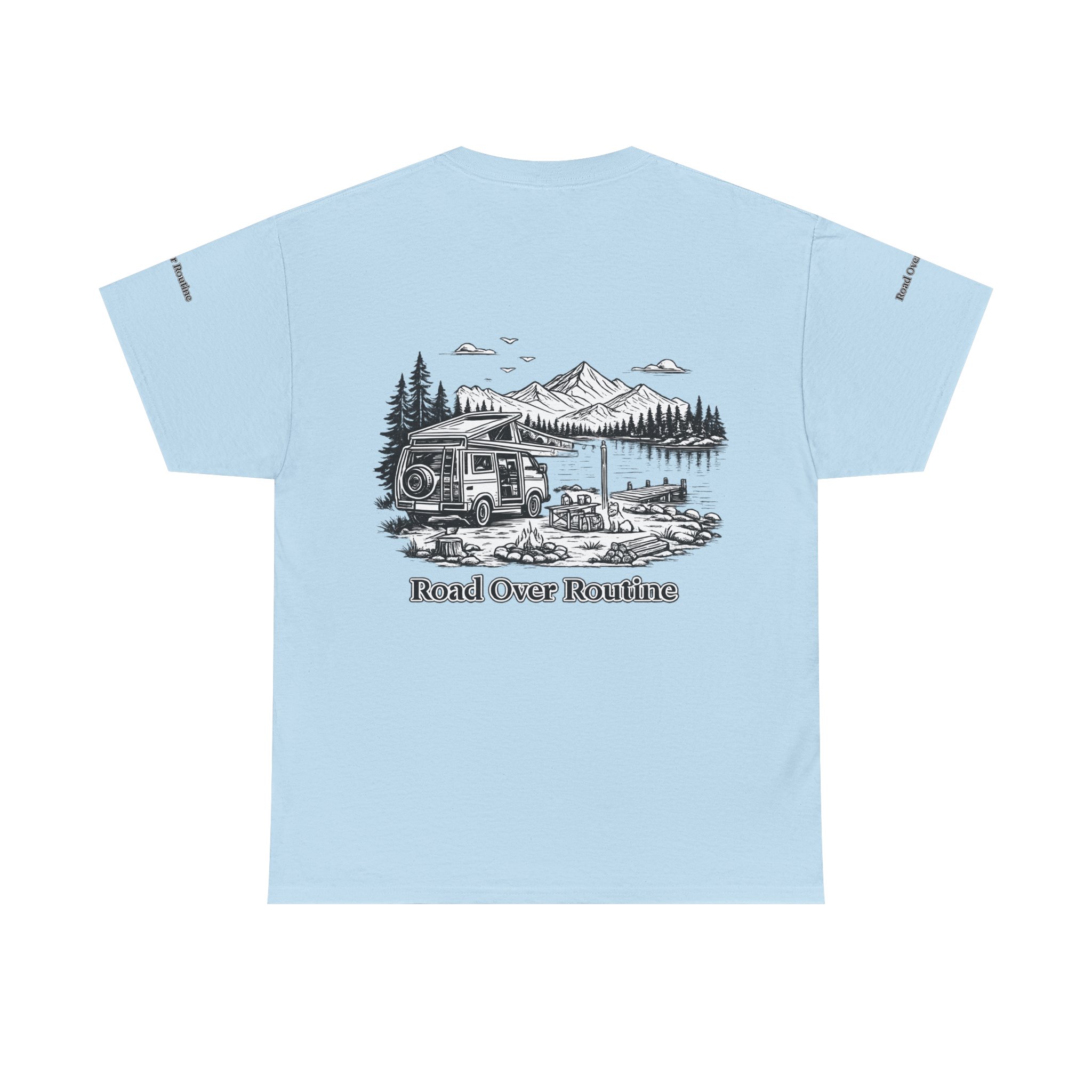 Unisex Heavy Cotton Tee — "Road Over Routine" Design Minimal-Line