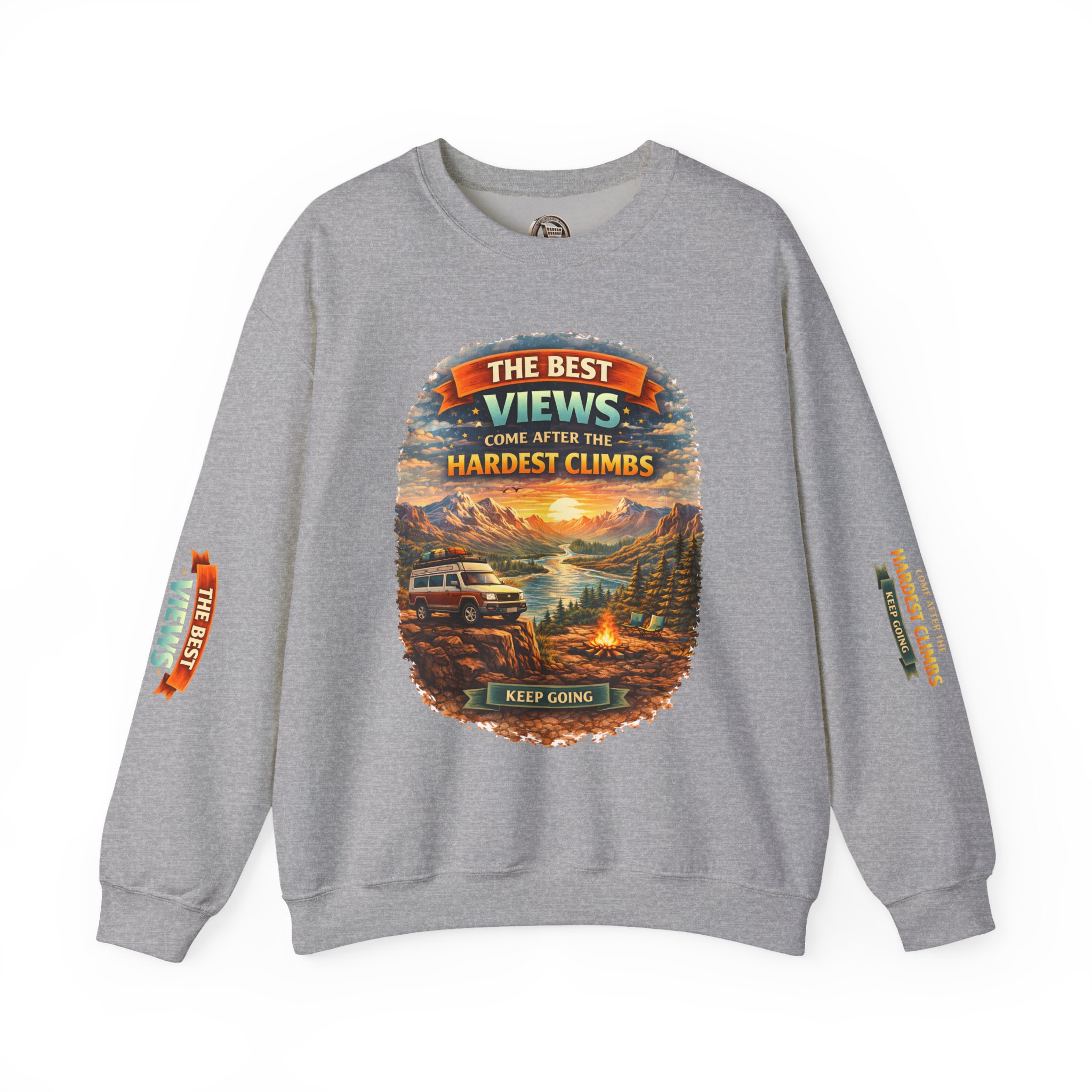 Unisex Heavy Blend™ Crewneck Sweatshirt — "The Best Views" Design Scenic-Line