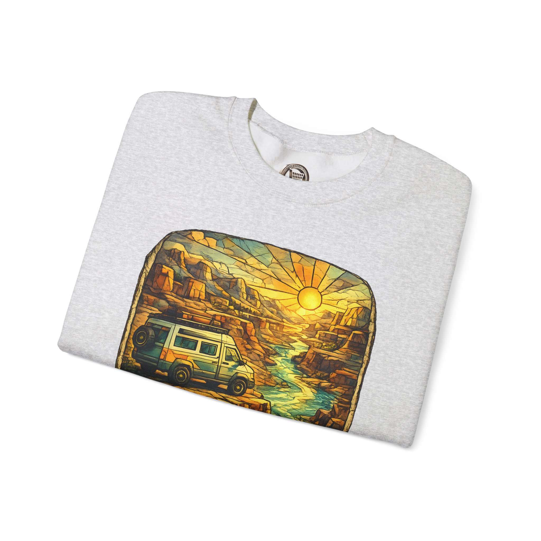 Unisex Heavy Blend™ Crewneck Sweatshirt — "Chase The Sunset" Design Cubic-Line