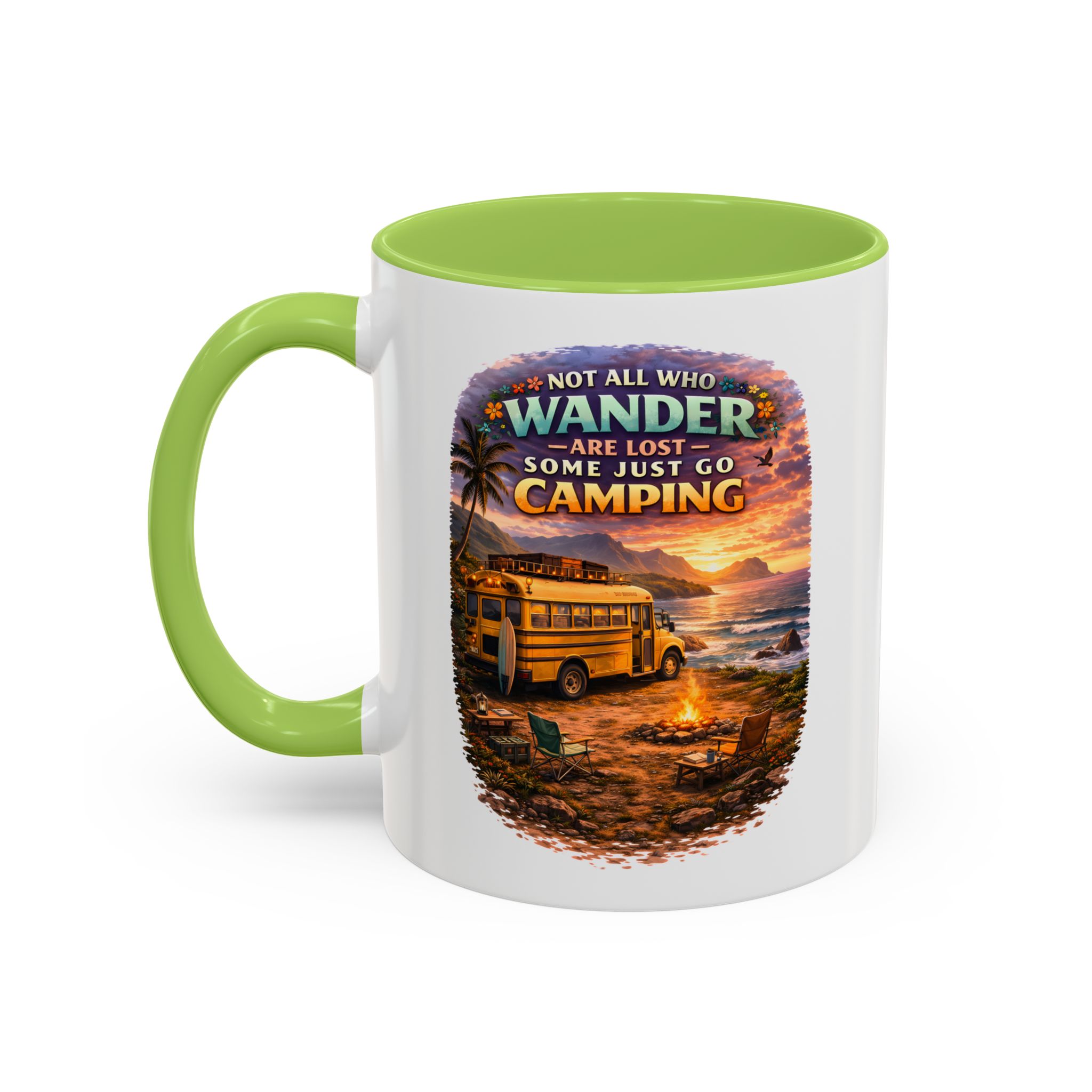 Accent Coffee Mug (11, 15oz) — "Not All Who Wander Are Lost" Design Scenic-Line