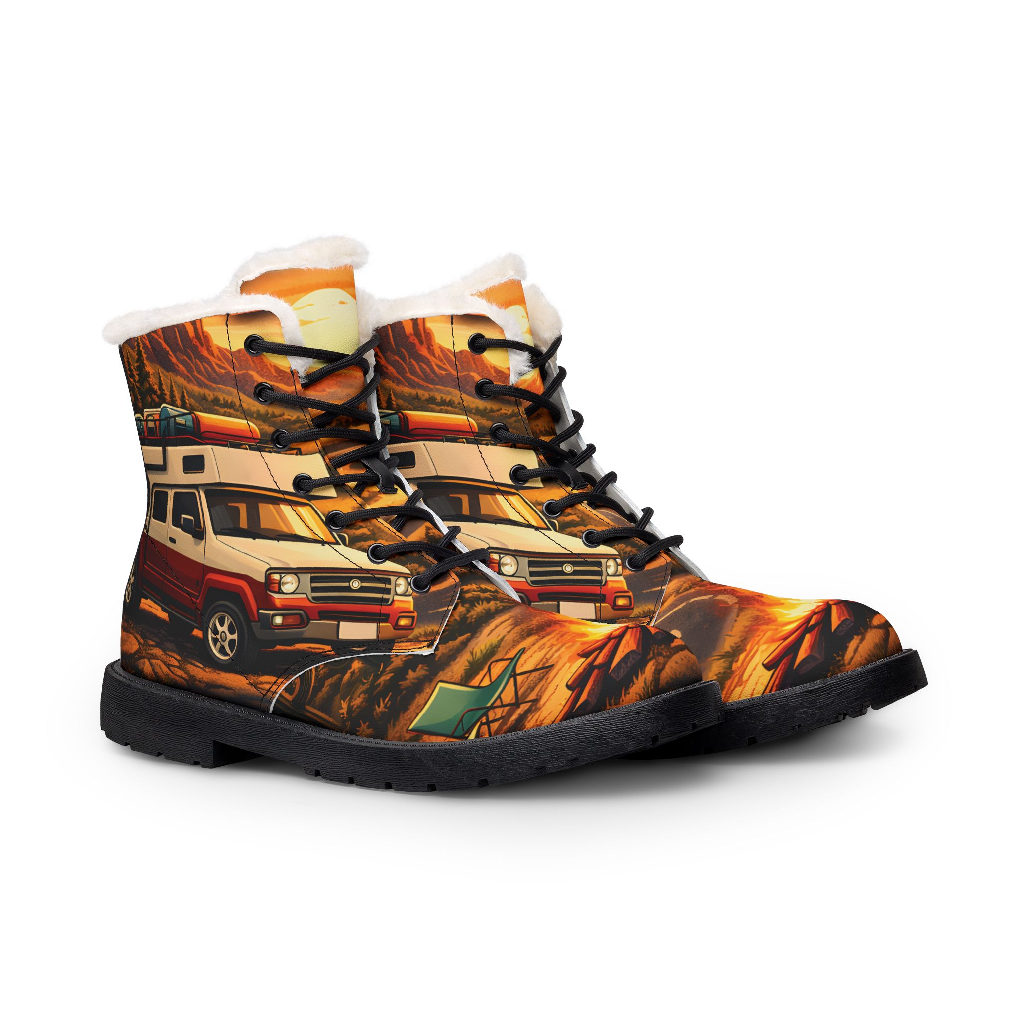 Women's Fur and Leather Boots — 4x4 Camper Boots (Scenic-Line)