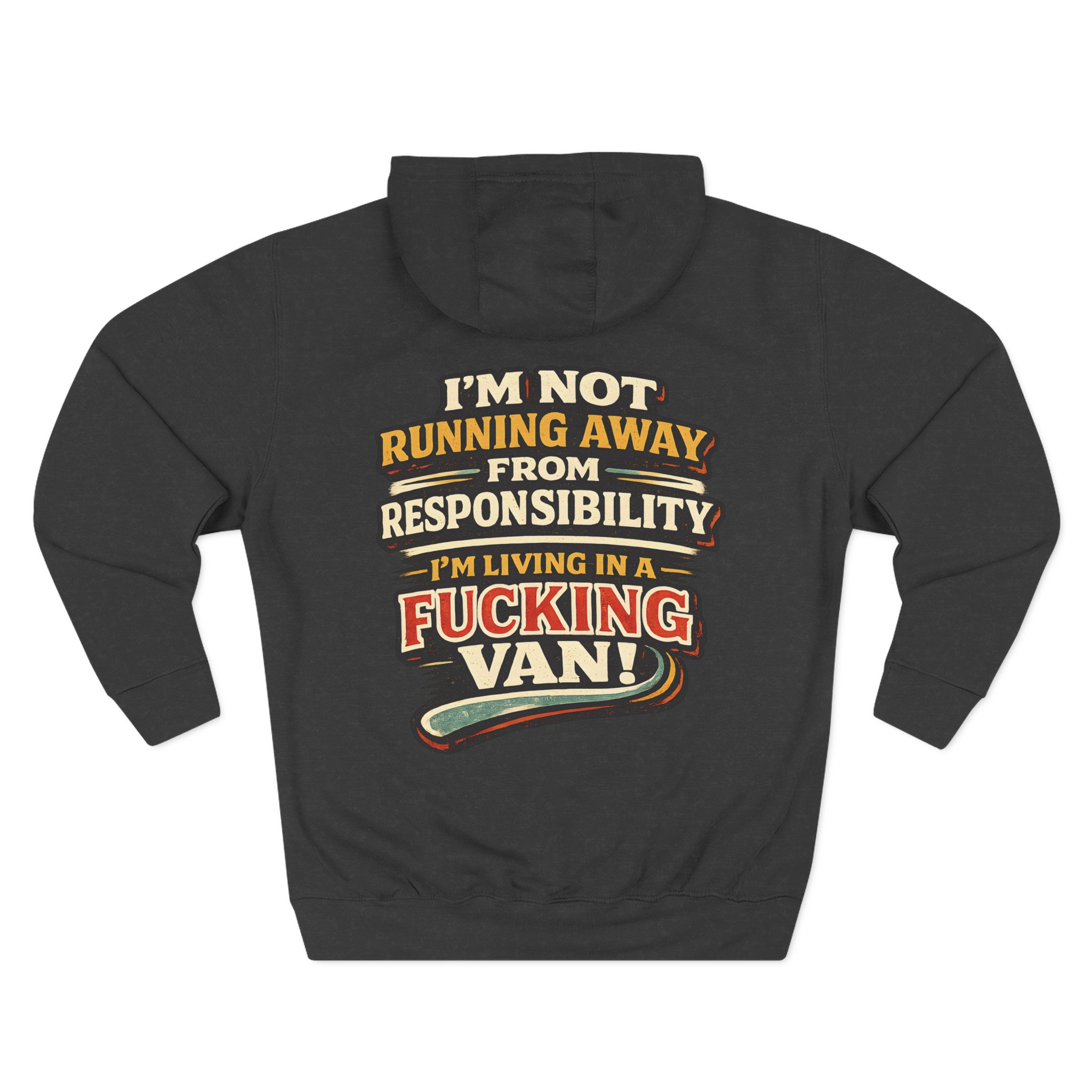 Three-Panel Fleece Hoodie - "I`m Not running Away" Design F**K-Line