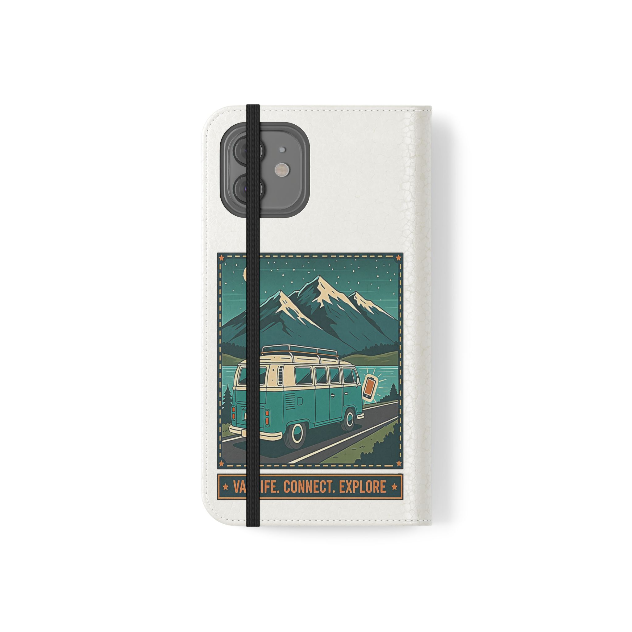 Flip Phone Case — “WiFi Where the Roam Is” Vanlife Wallet Case