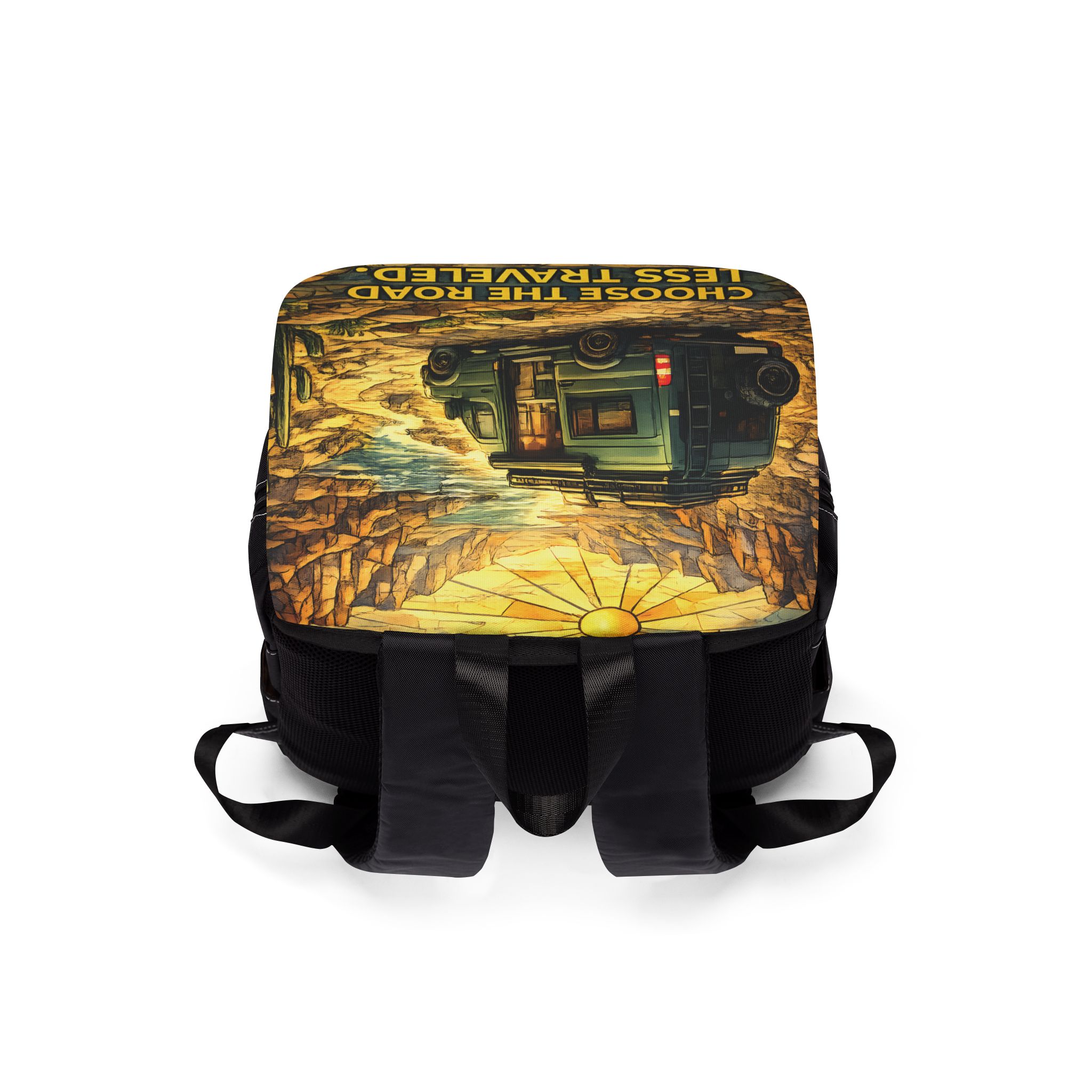 Unisex Casual Shoulder Backpack — "Choose The Road Less Traveled" Design Cubic-Line