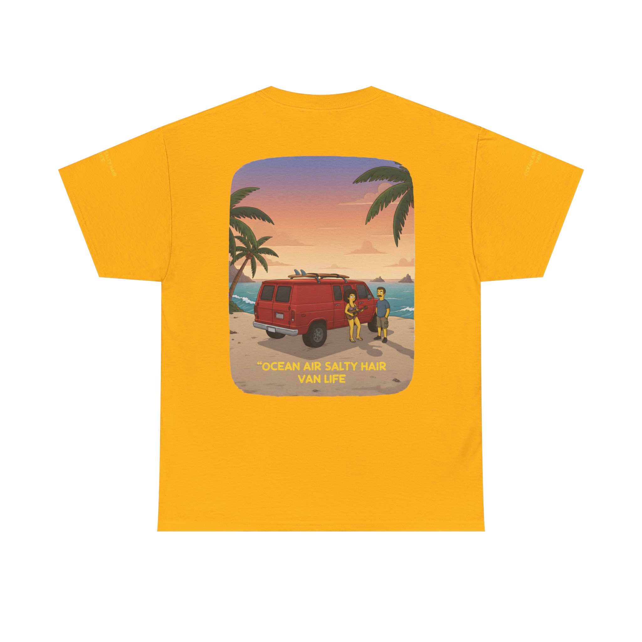 Unisex Heavy Cotton Tee — "Ocean Air Salty Hair Van Life" Design Sitcom-Line