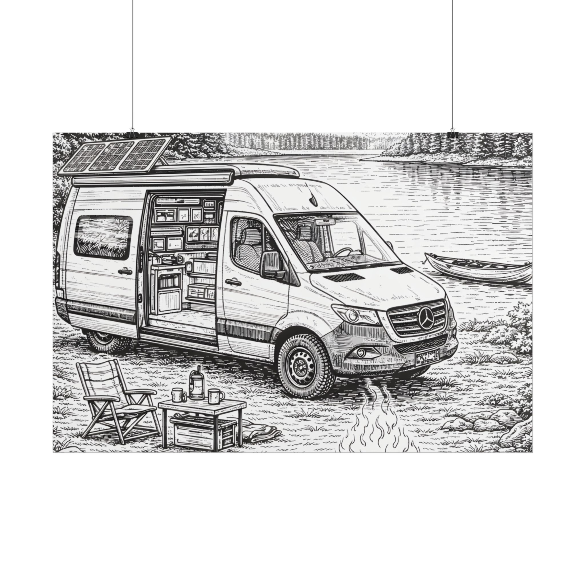 Campervan Poster — Vintage RV Camping Landscape Wall Art