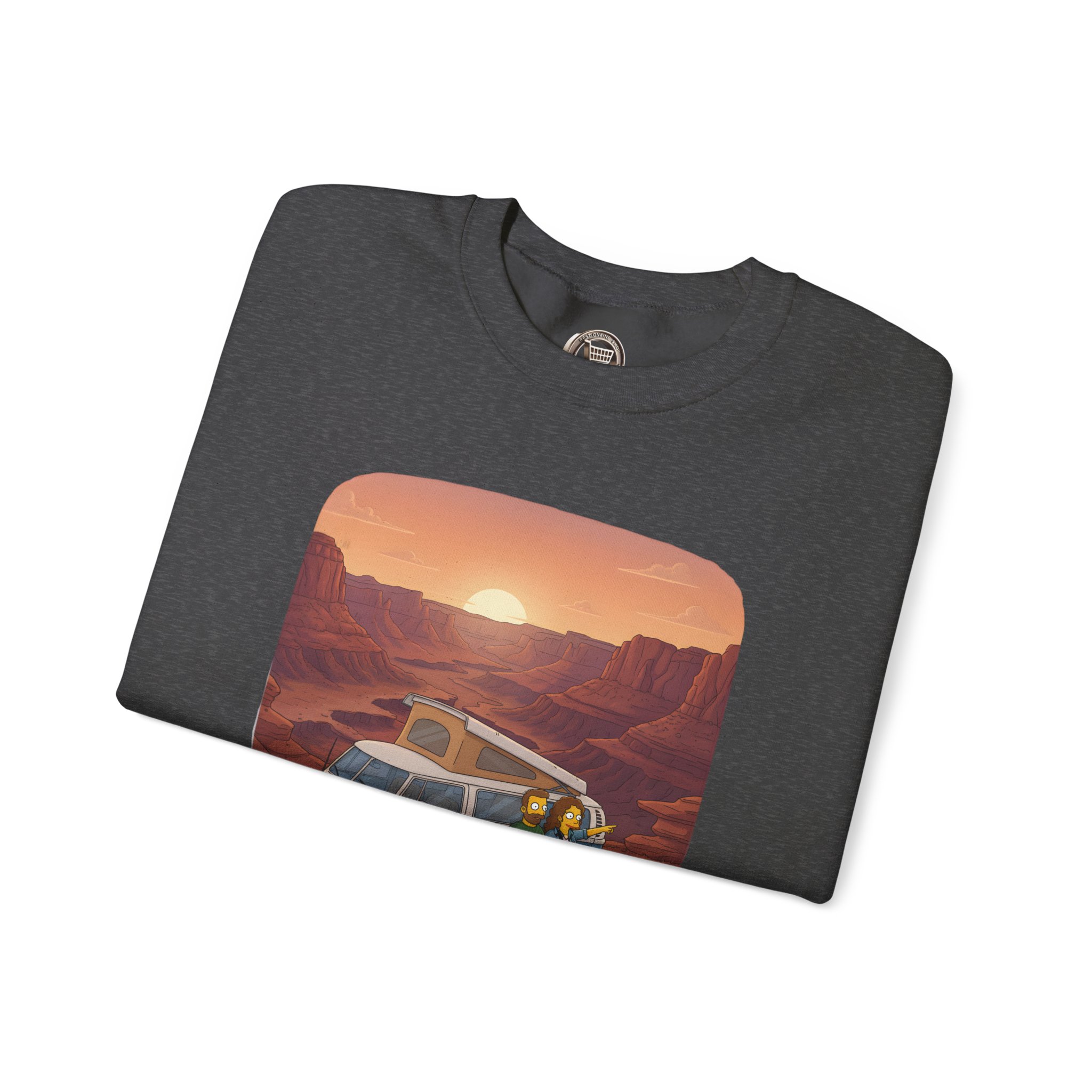 Unisex Heavy Blend™ Crewneck Sweatshirt — "Chasing Sunsets And Dusty Trails" Design Sitcom-Line