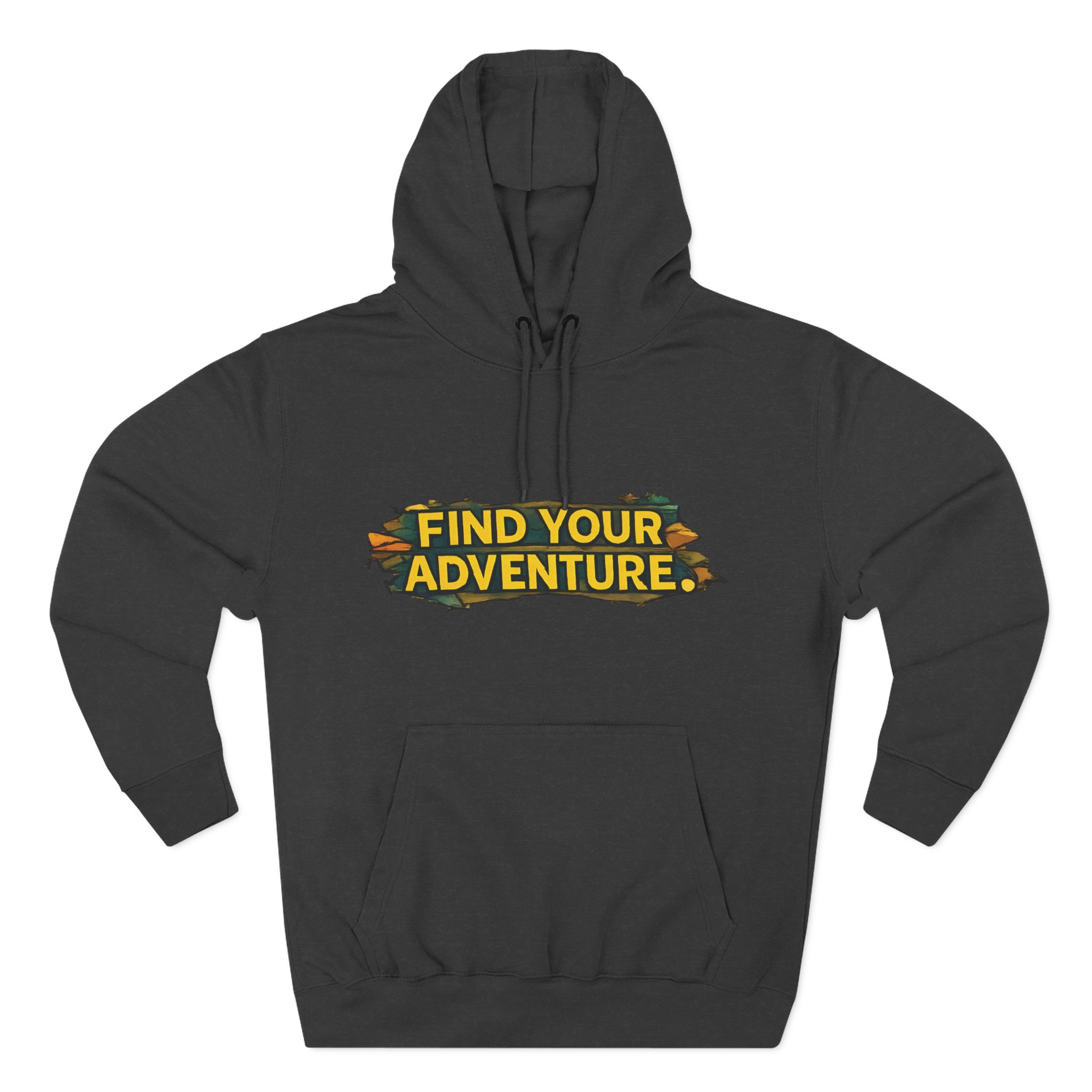 Three-Panel Fleece Hoodie - ""Find Your Adventure"" Design Cubic-Line