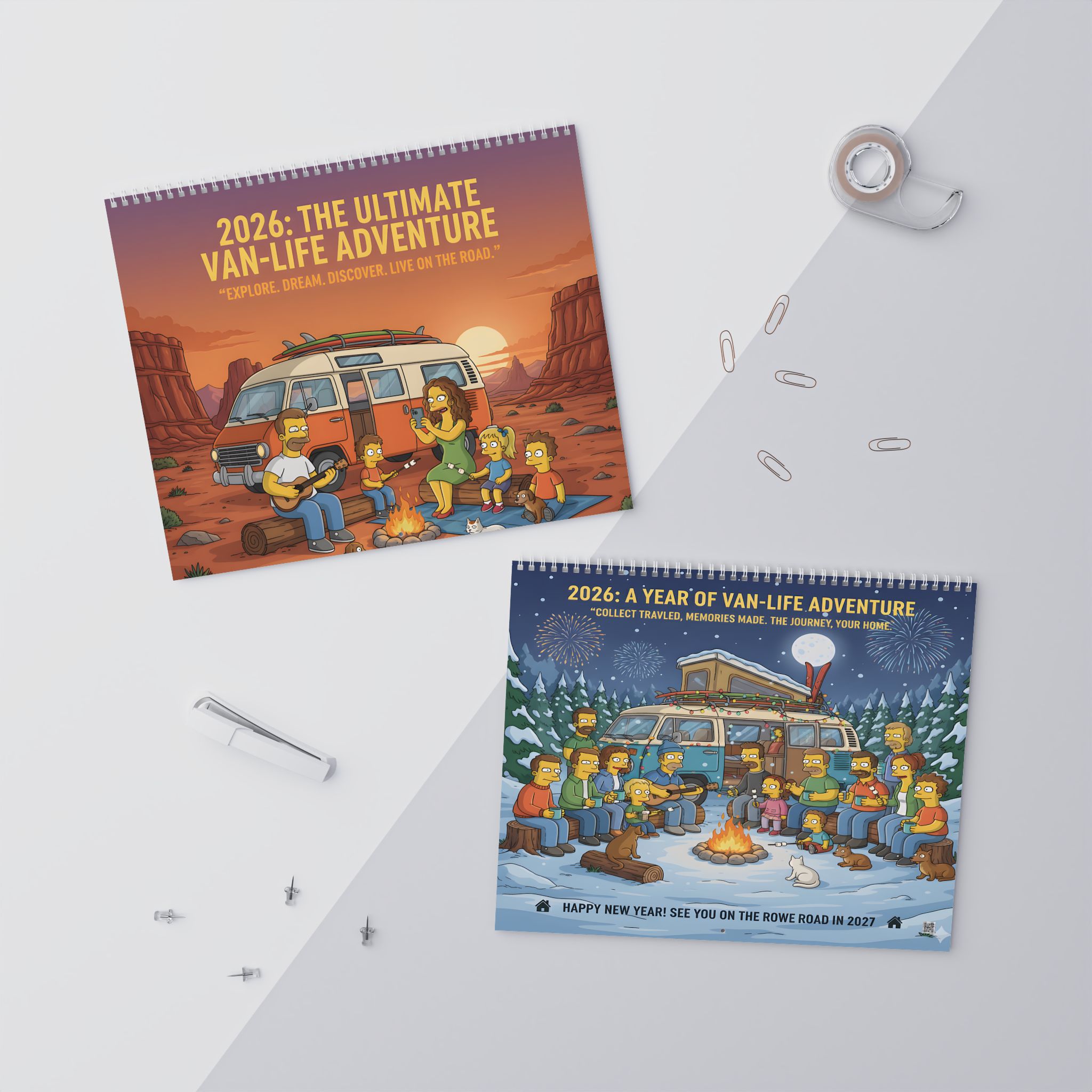 2026 Simpsonstyle Camper Wall Calendar – Adventure Camping Scenes, Monthly Planner