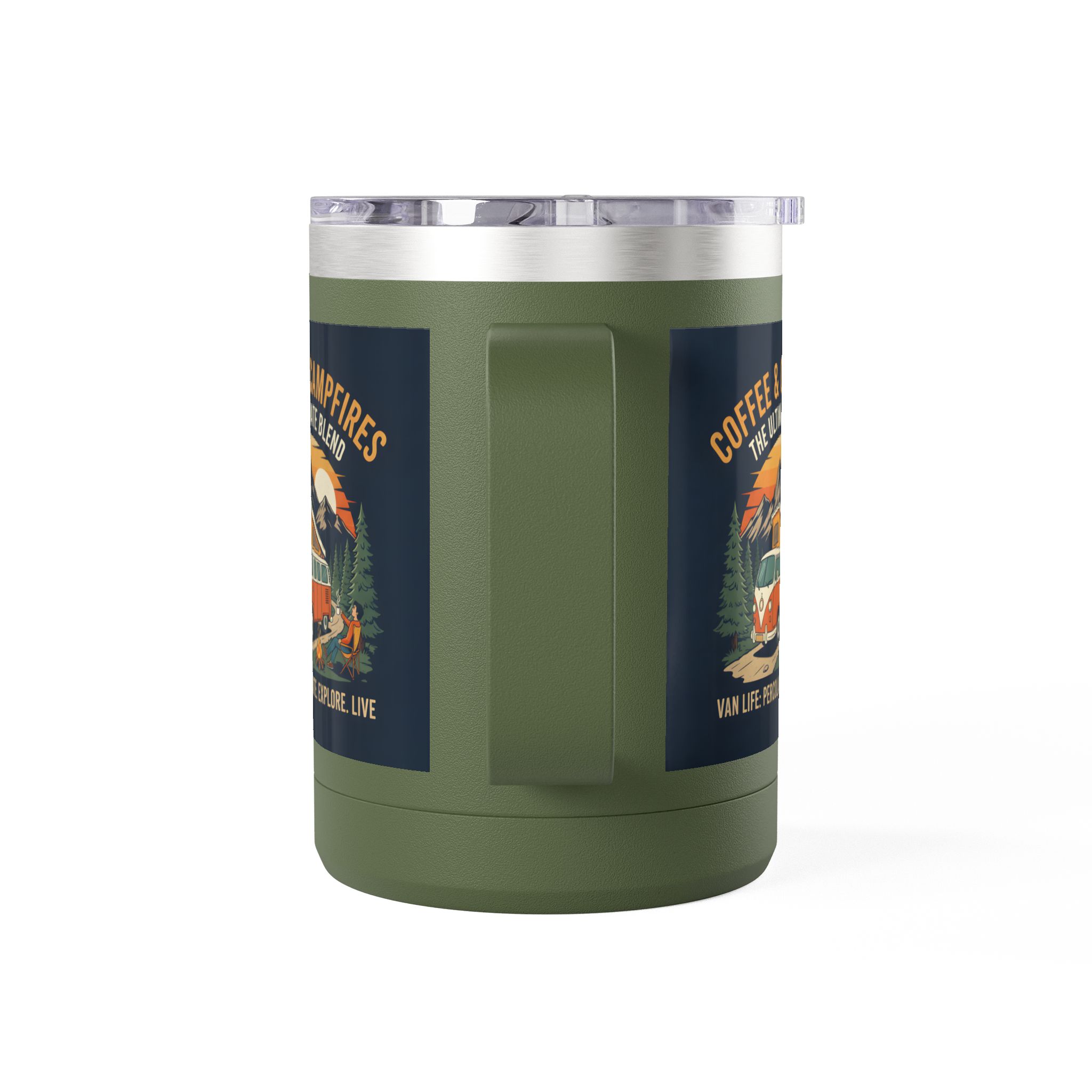 Coffee Mug Tumbler, 15oz — “Coffee & Campfires: The Ultimate Blend”