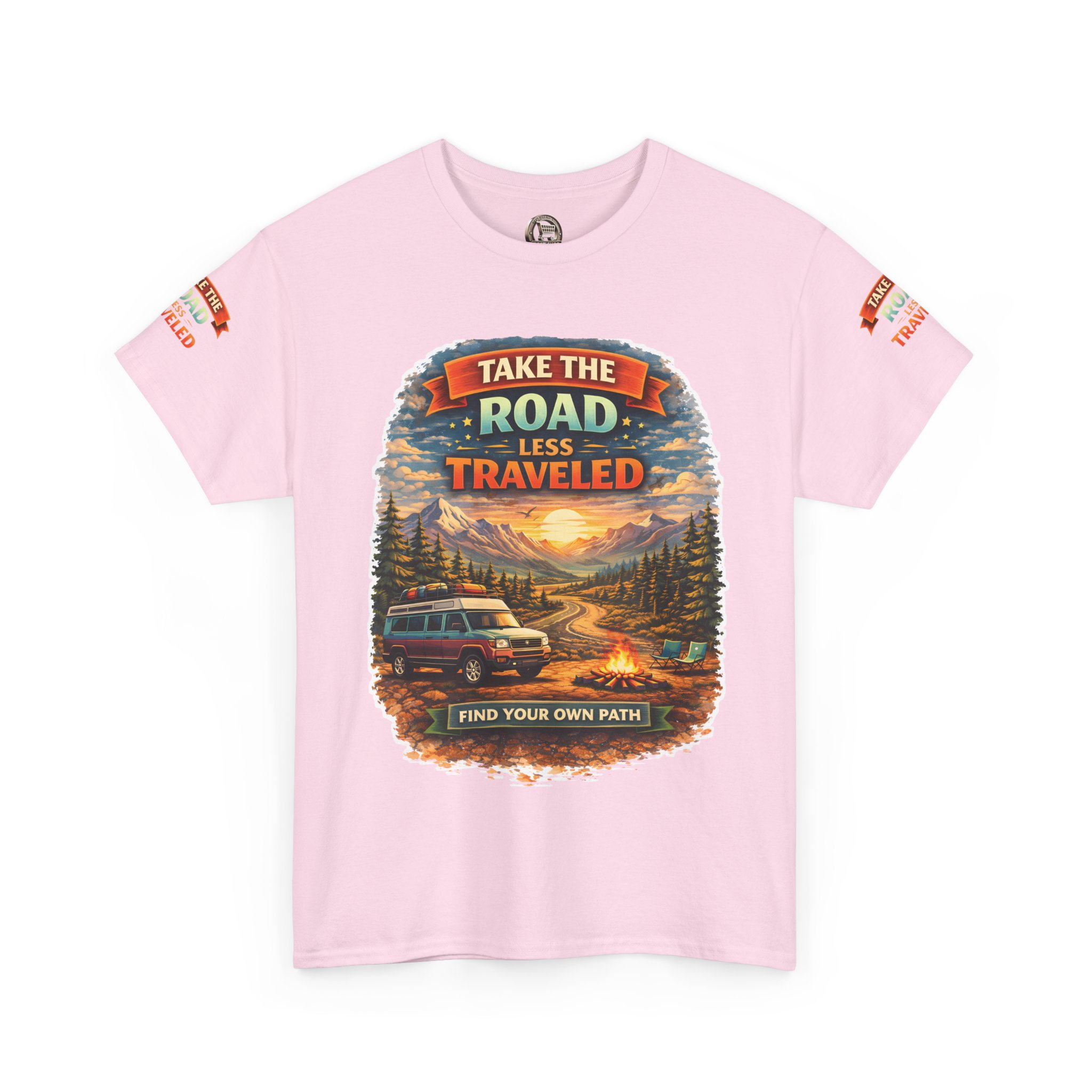 Unisex Heavy Cotton Tee — "Take The Road Less Traveled" Design Scenic-Line