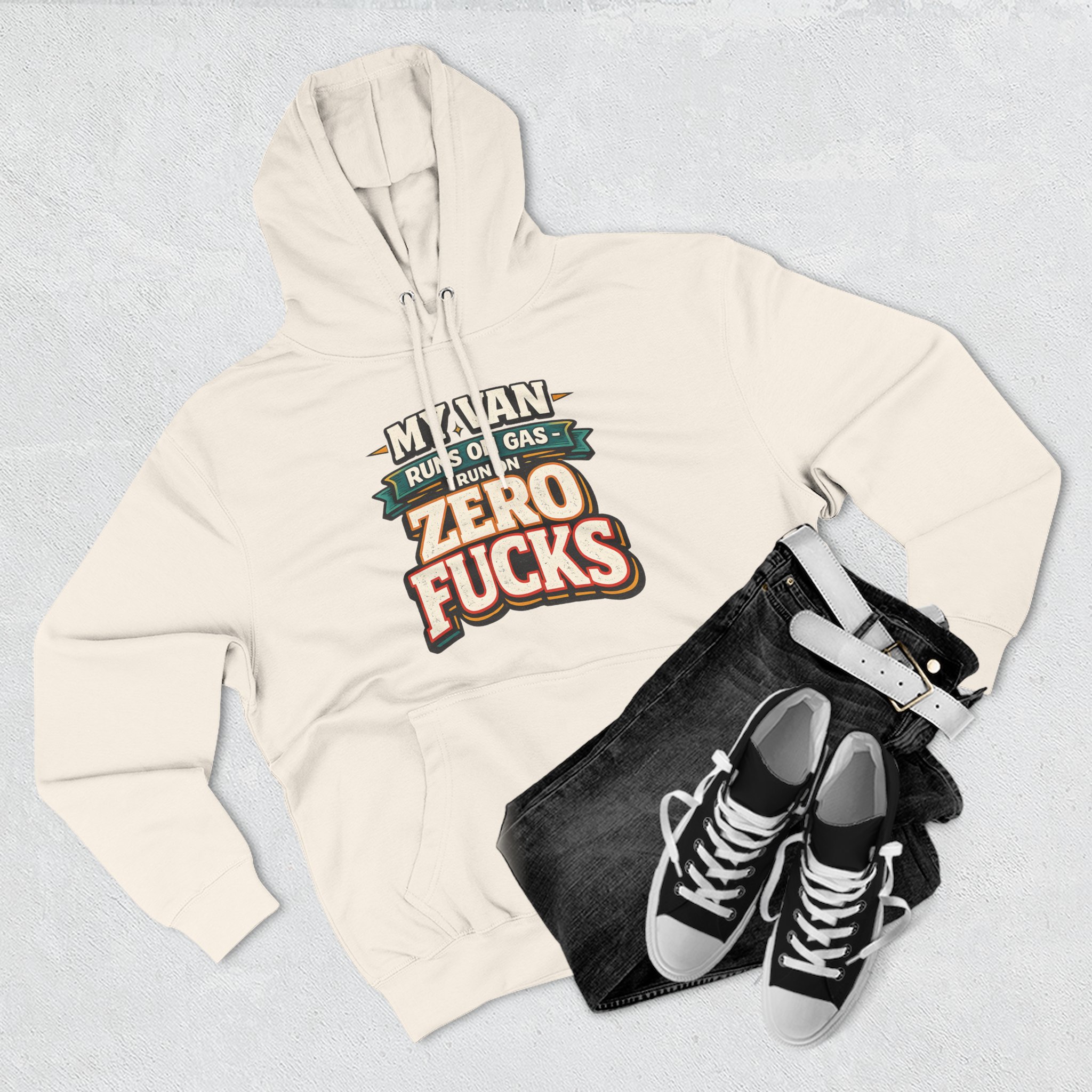 Three-Panel Fleece Hoodie - "My Van Runs On Gas" Design F**K-Line