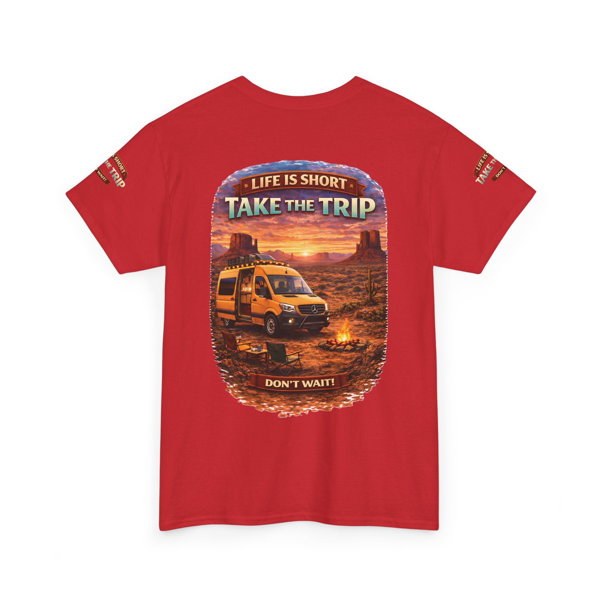 Unisex Heavy Cotton Tee — "Life Is To Short-Take The Trip" Design Scenic-Line