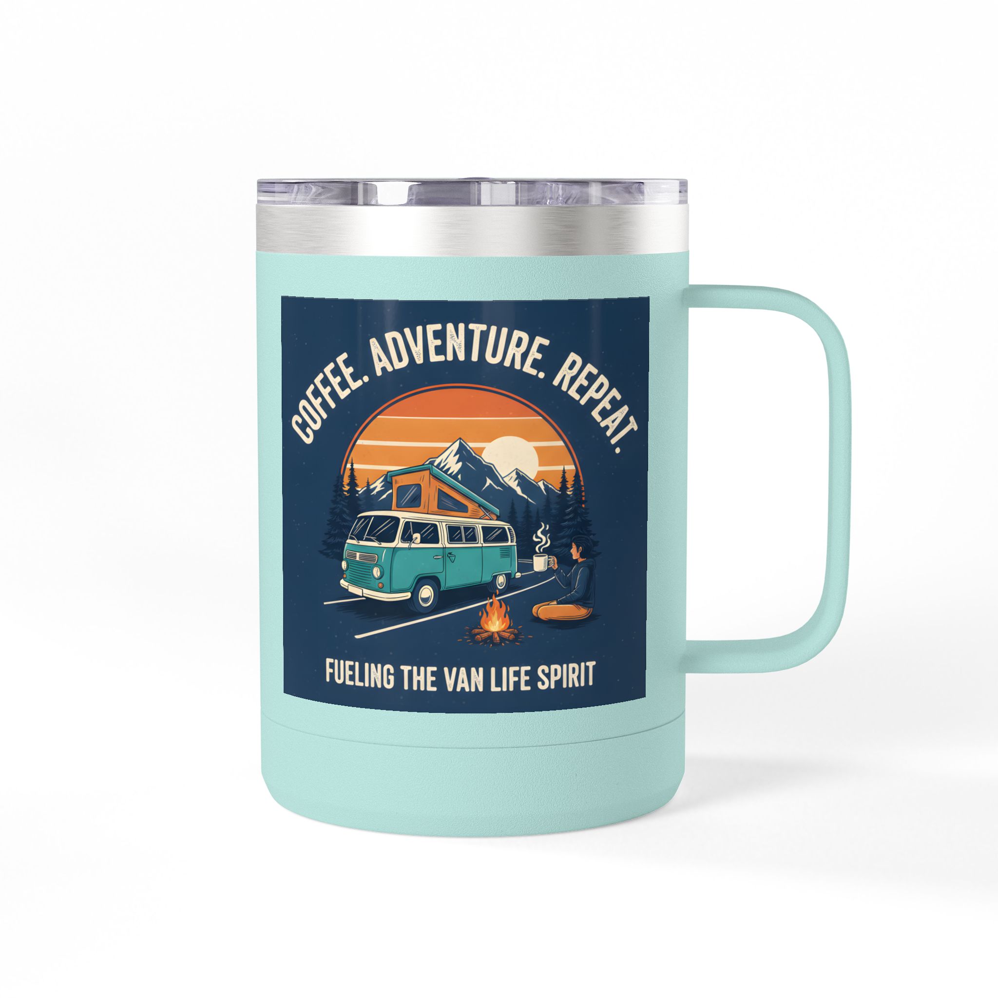 Coffee Mug Tumbler, 15oz — “Coffee. Adventure. Repeat.”