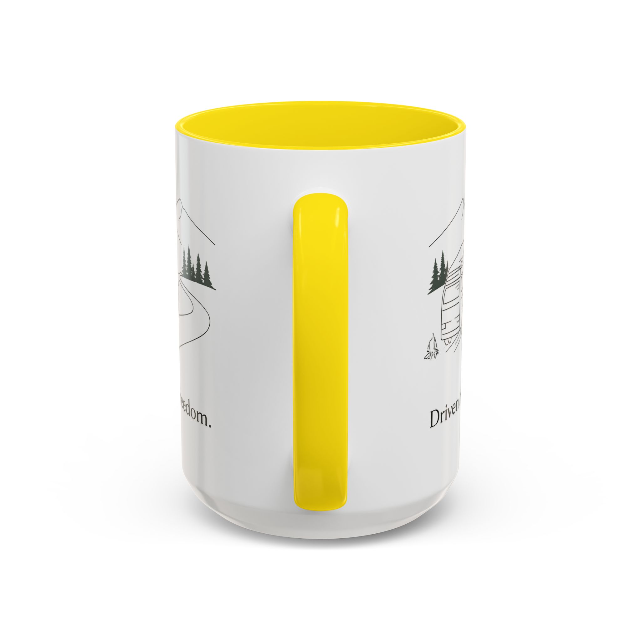 Accent Coffee Mug (11, 15oz) — "Driven By Freedom" Design Minimal-Line