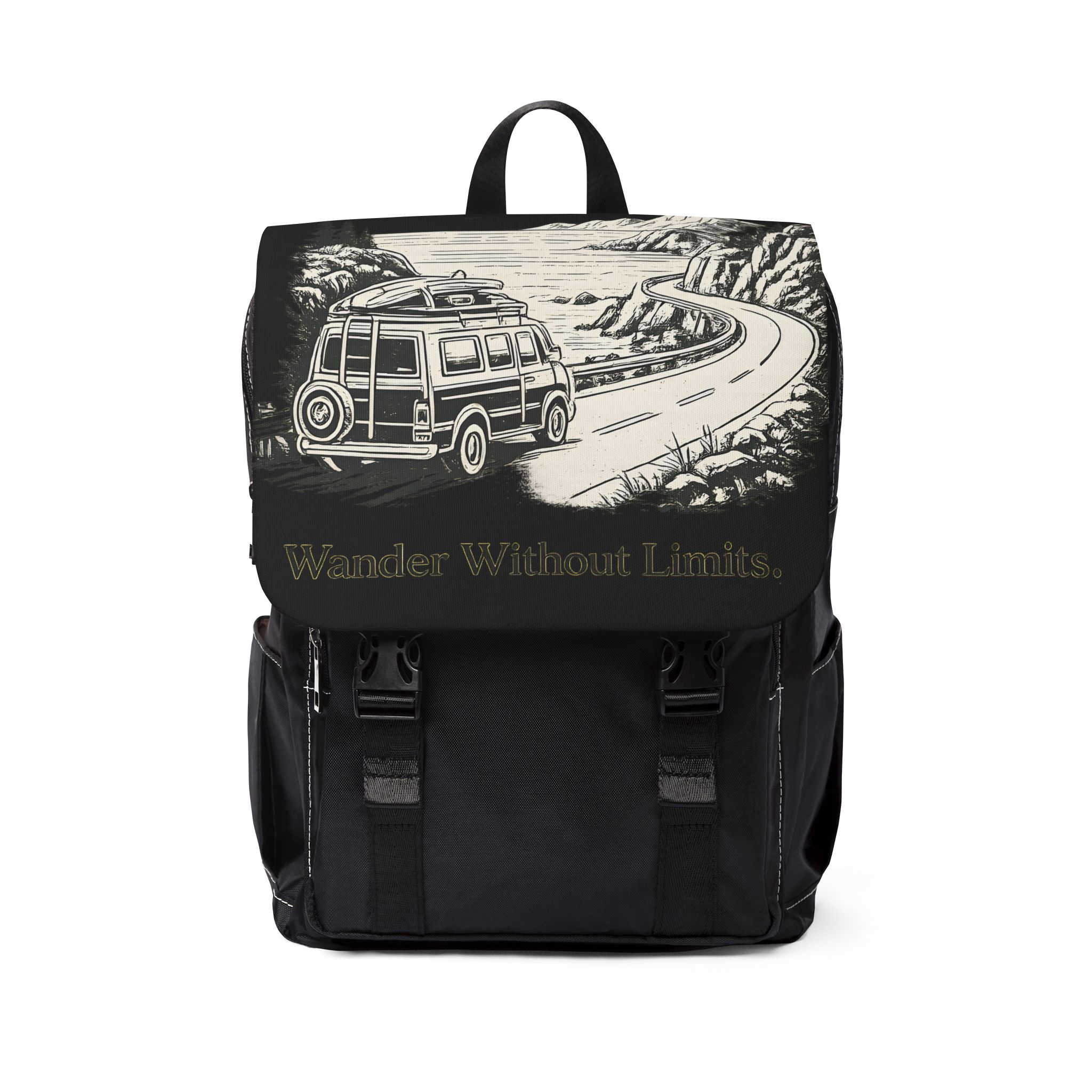 Unisex Casual Shoulder Backpack — "Wander Without Limits" Design Minimal-Line