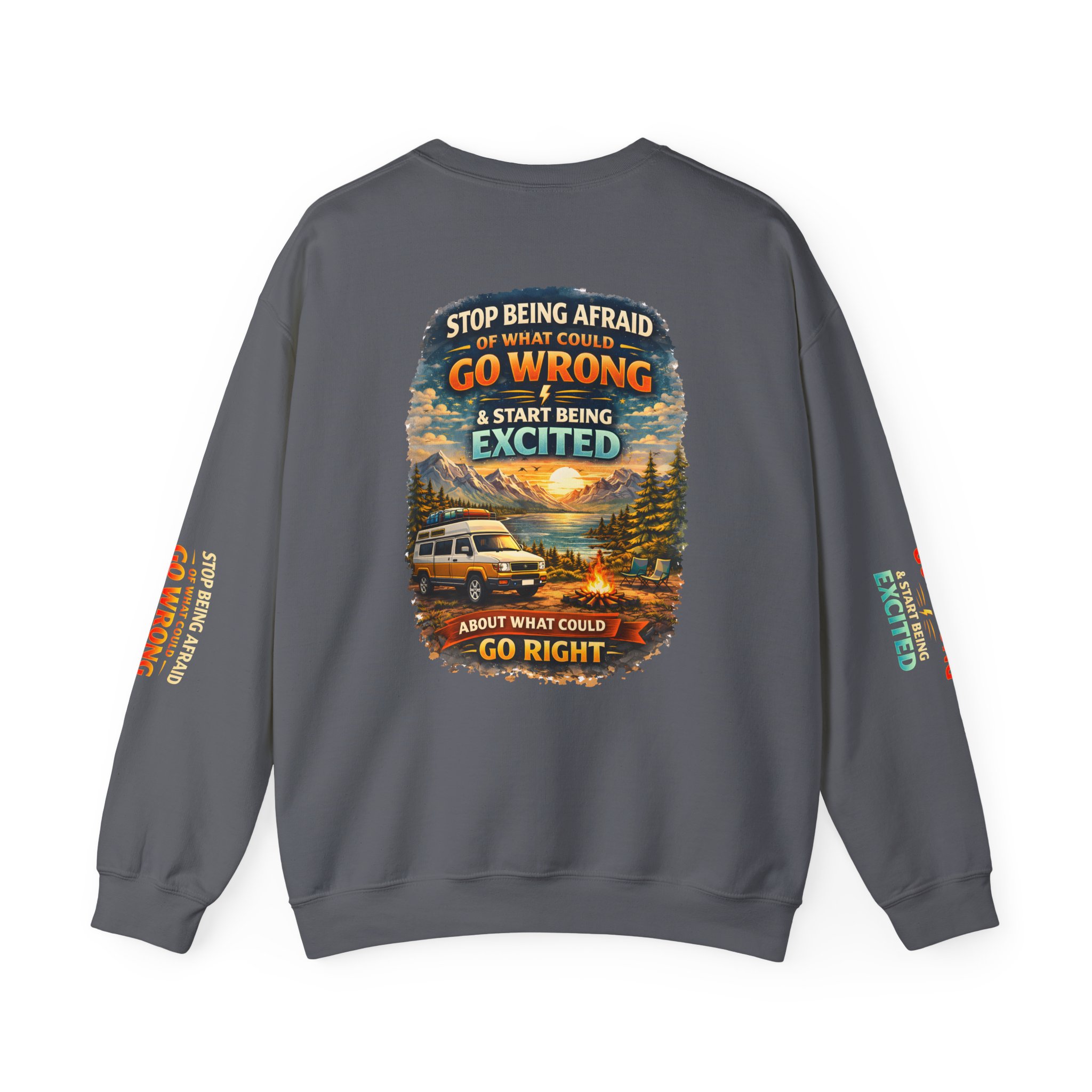 Unisex Heavy Blend™ Crewneck Sweatshirt — "Stop Being Afraid Of What Could Go Wrong" Design Scenic-Line
