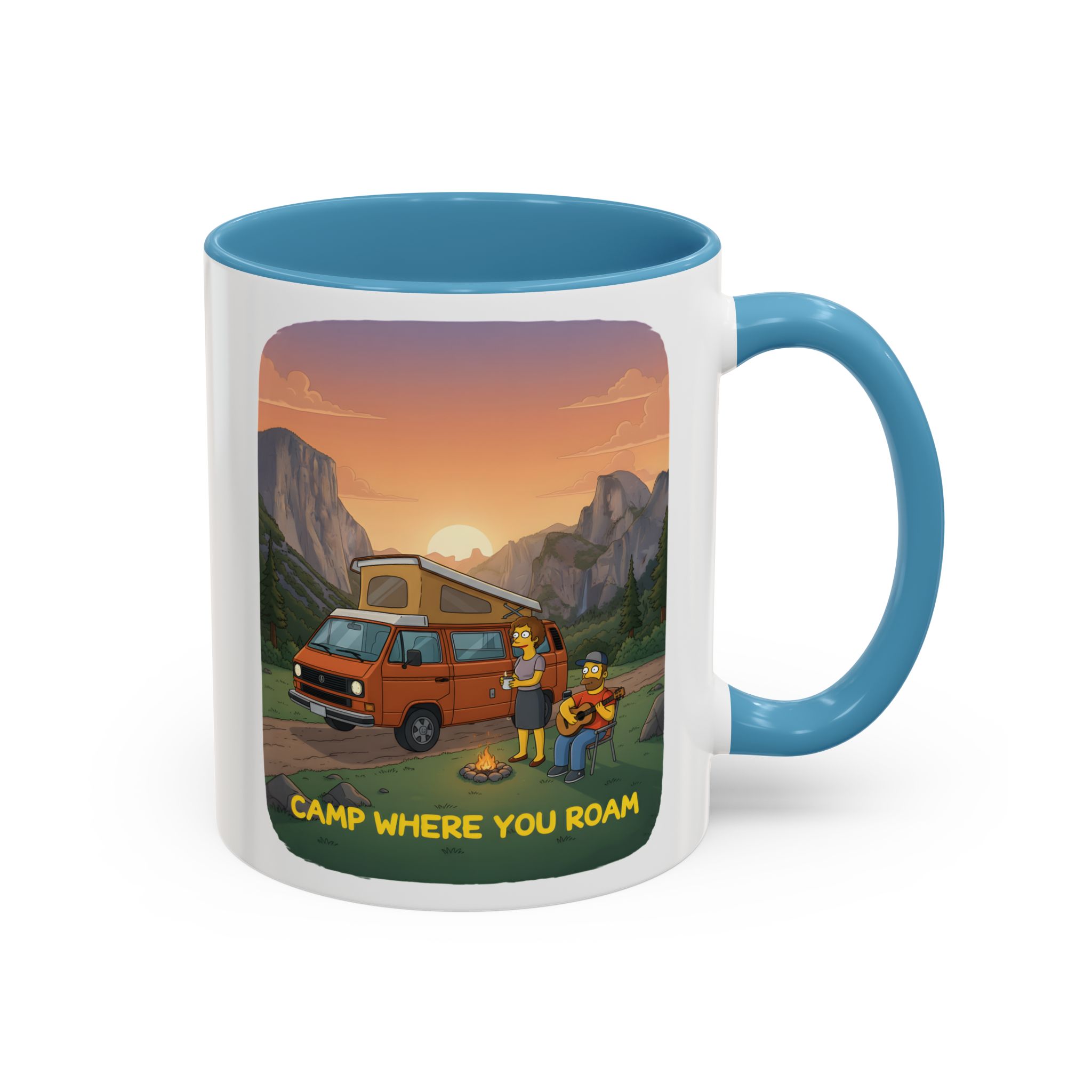 Accent Coffee Mug (11, 15oz) — "Camp Where You Roam" Design Sitcom-Line
