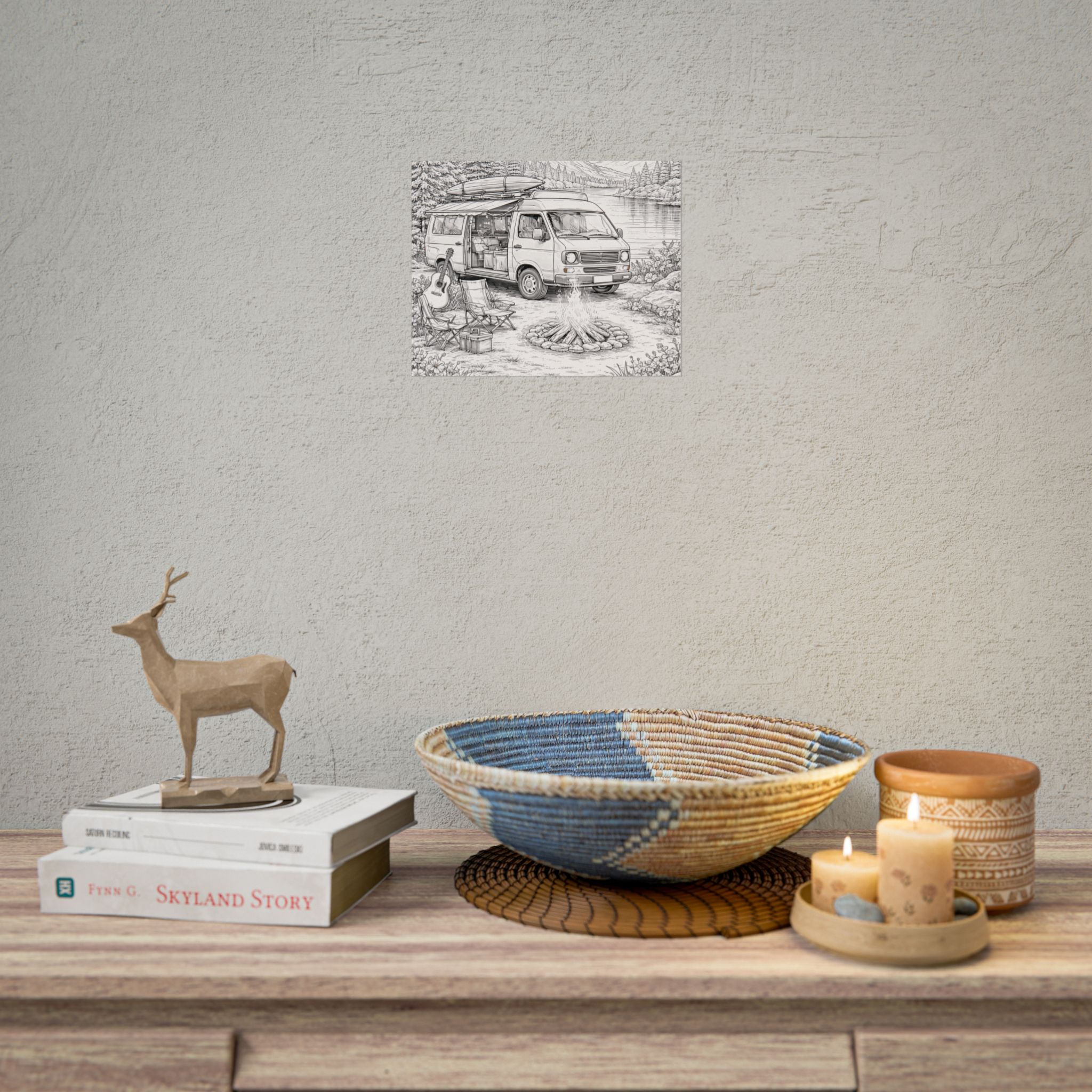 Campervan Poster — Vintage RV Camping Landscape Wall Art