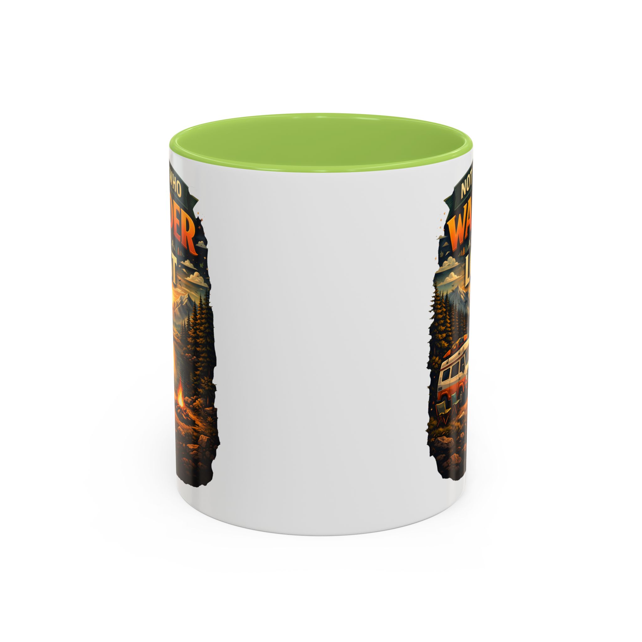 Accent Coffee Mug (11, 15oz) — "Not All Who Wander Are Lost" Design Scenic-Line