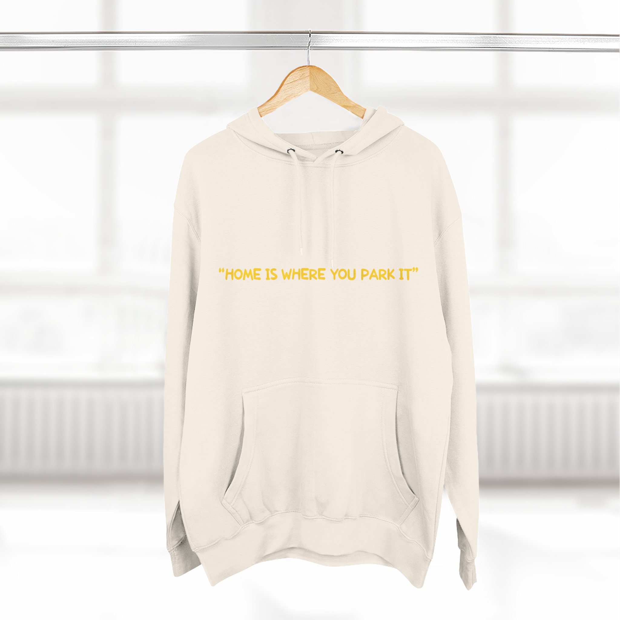 Three-Panel Fleece Hoodie - "Home Is Where You Park It" Design Sitcom-Line