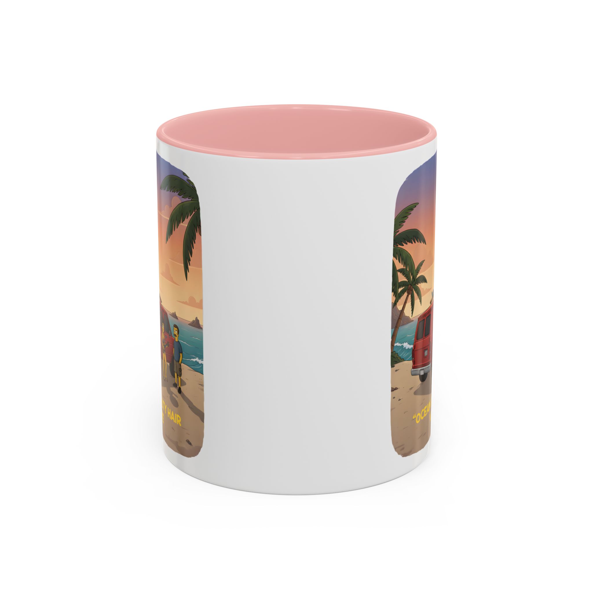 Accent Coffee Mug (11, 15oz) — "Ocean Air Salty Hair Van Life" Design Sitcom-Line