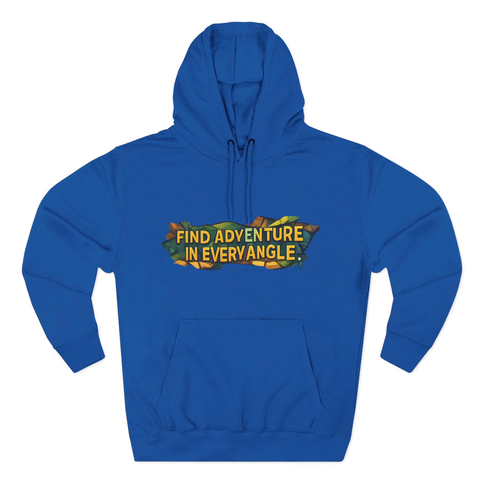 Three-Panel Fleece Hoodie - "Find Adventure In Every Corner" Design Cubic-Line