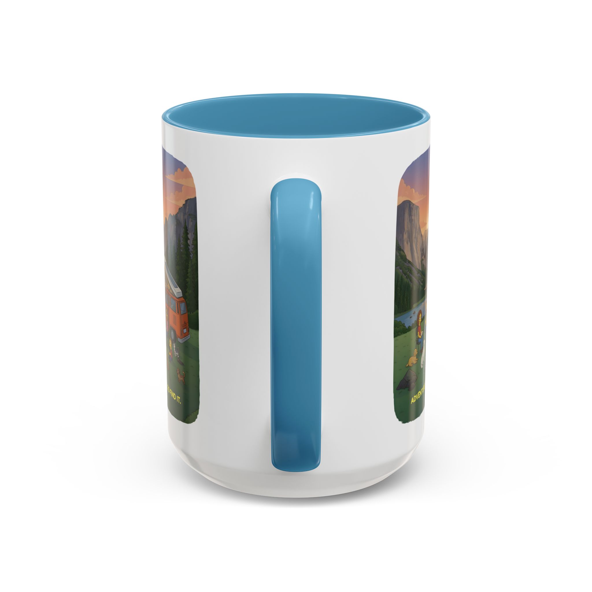Accent Coffee Mug (11, 15oz) — "Adventure Awaits-Go Find It"" Design Sitcom-Line