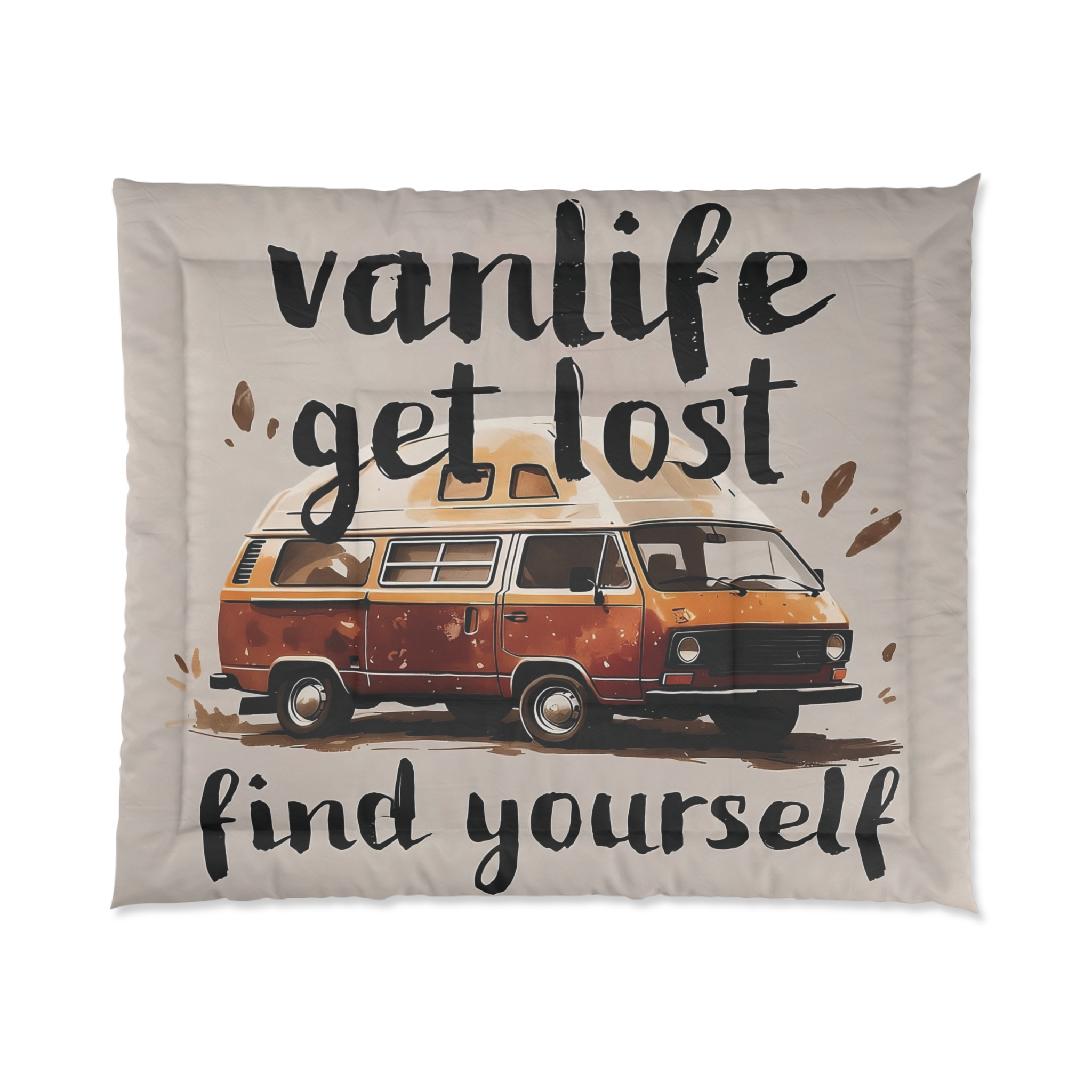 Comforter — Vanlife ‘Get Lost, Find Yourself’ Retro Camper Bedding