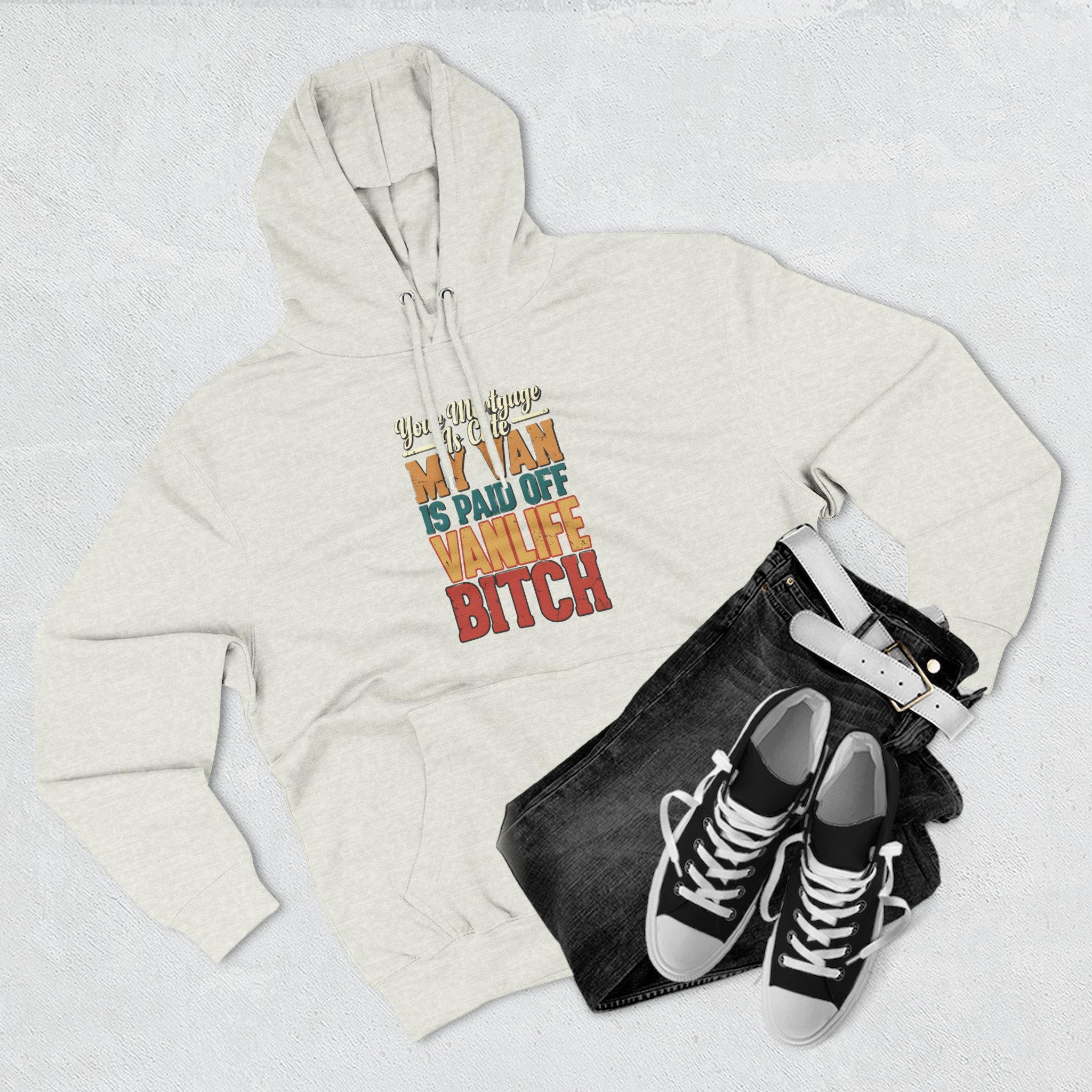 Three-Panel Fleece Hoodie - "Your Mortgage Is Cute" Design F**K-Line