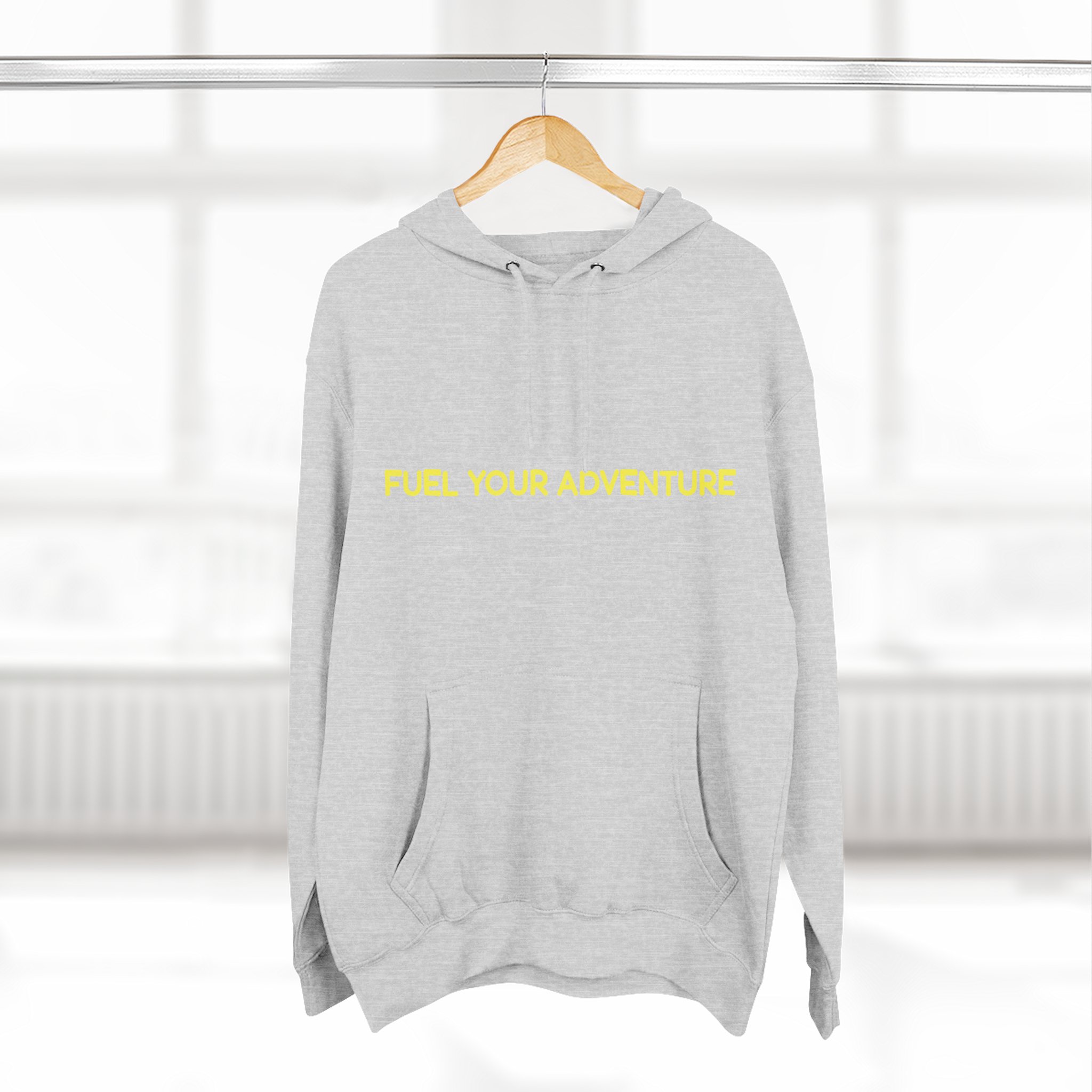 Three-Panel Fleece Hoodie - "Fuel Your Adventure" Design Sitcom-Line