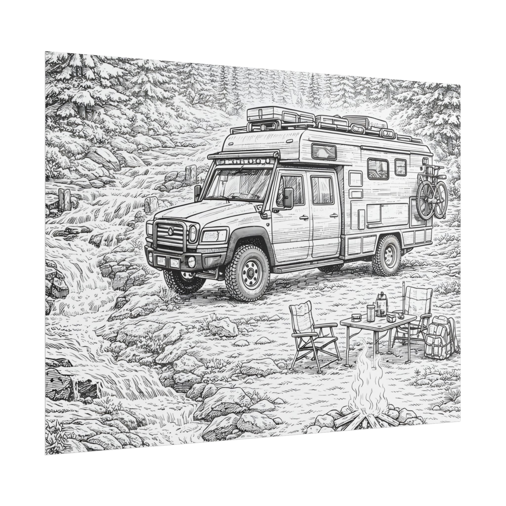 Campervan Poster — Vintage RV Camping Landscape Wall Art