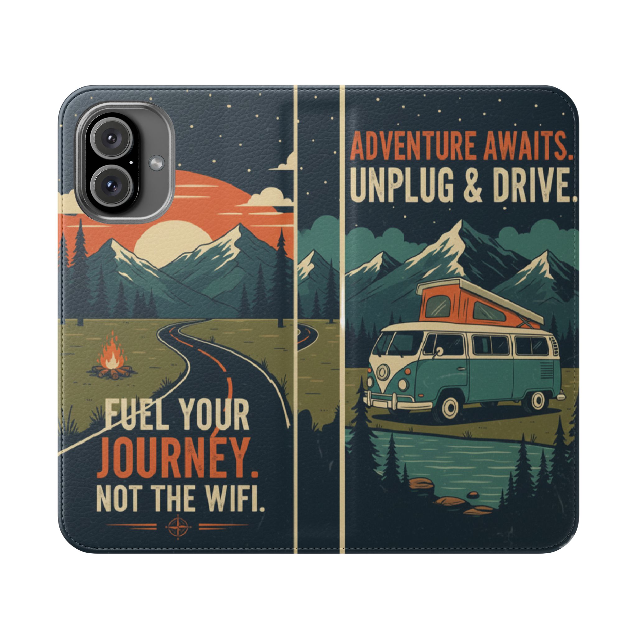 Flip Phone Case — "Fuel Your Journey, Not the Wifi" Wallet Cover