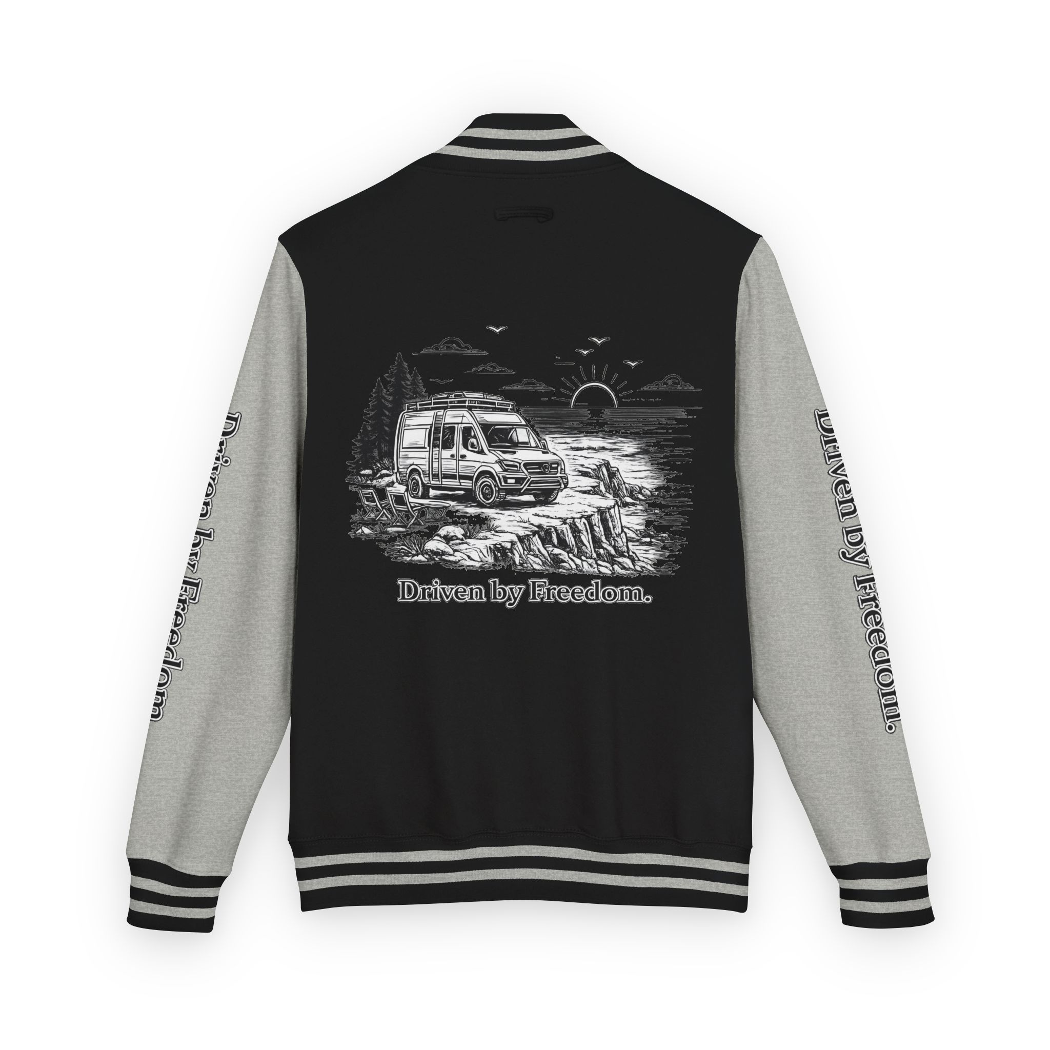 Unisex Heavyweight Letterman Jacket — "Driven By freedom" Travel Varsity Coat