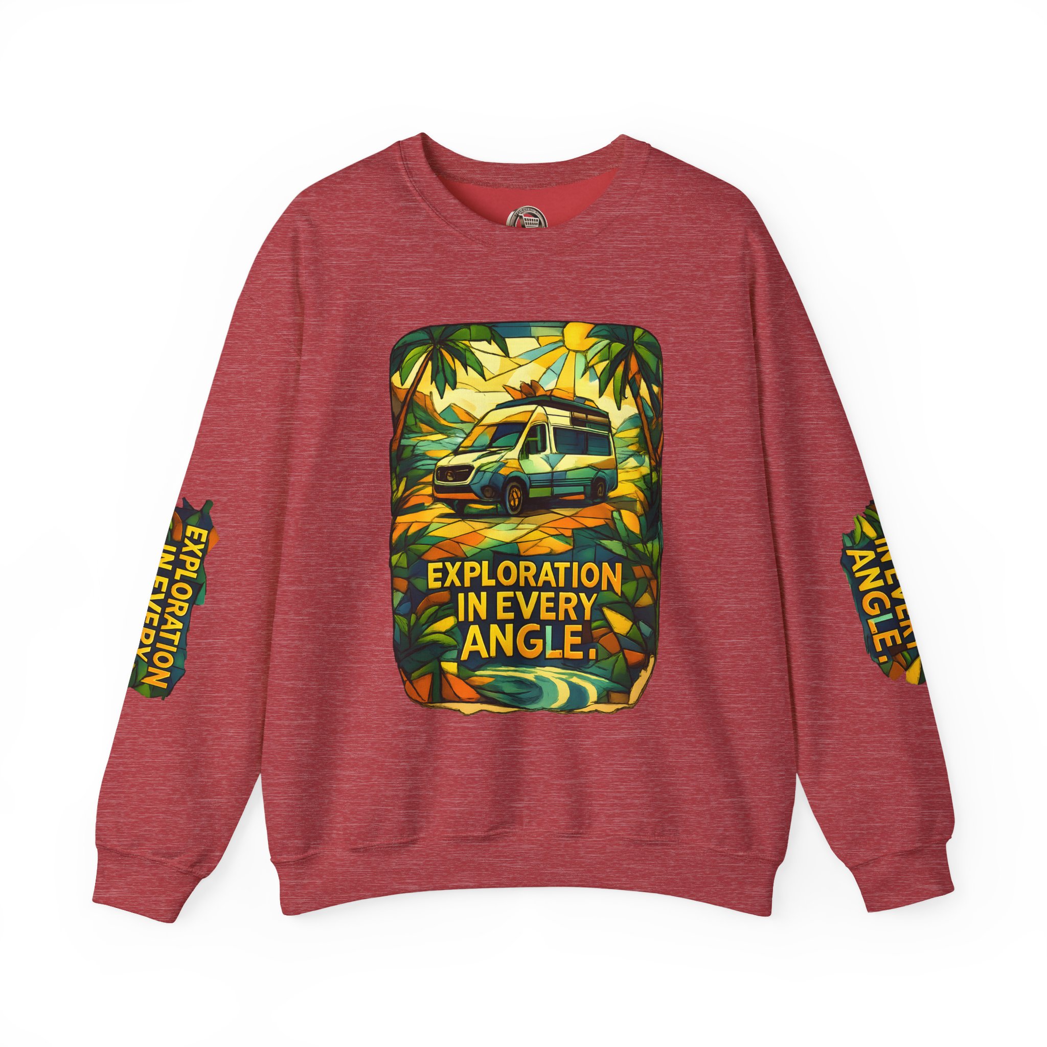 Unisex Heavy Blend™ Crewneck Sweatshirt — "Exploration In Every Angle" Design Cubic-Line
