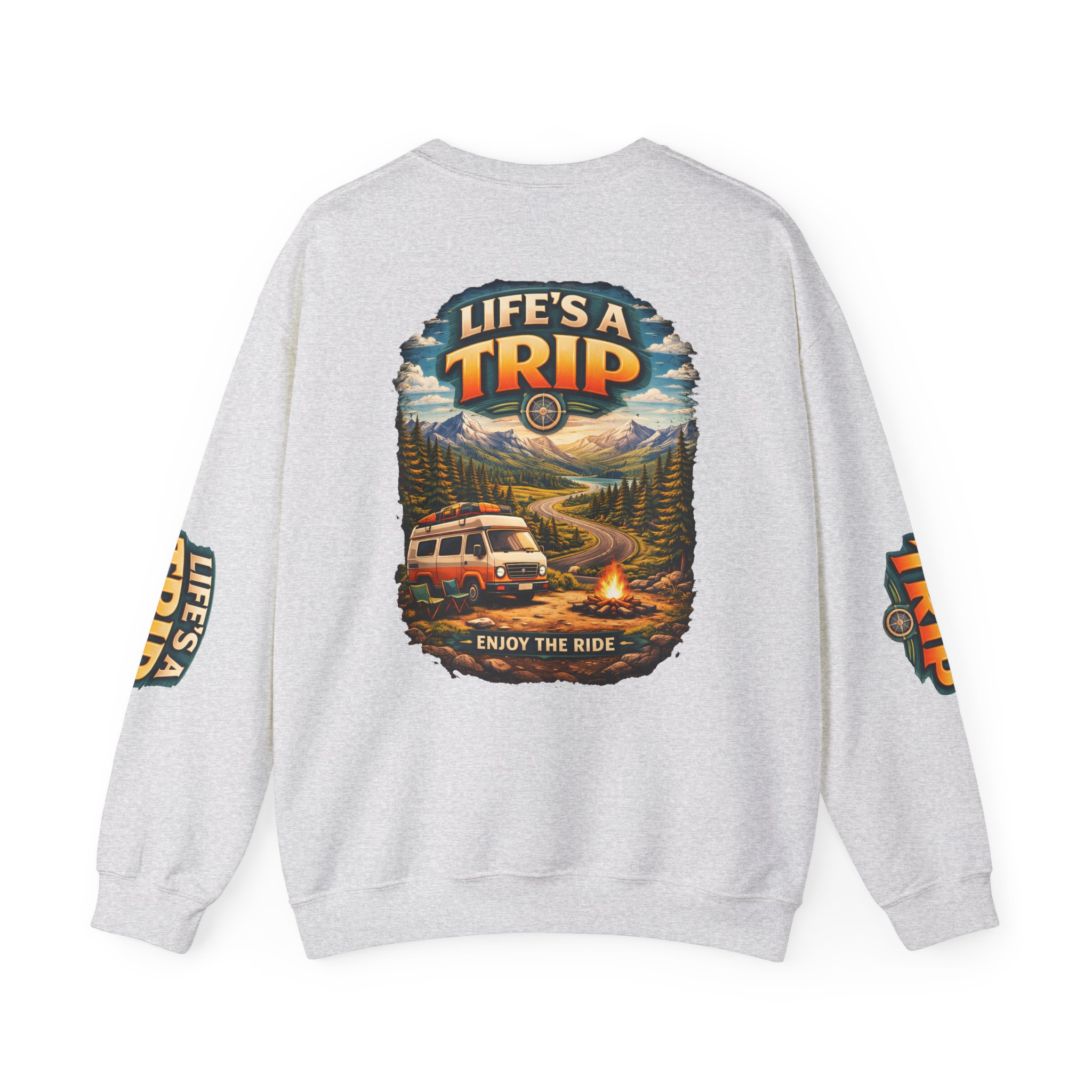 Unisex Heavy Blend™ Crewneck Sweatshirt — "Life s A Trip" Design Scenic-Line