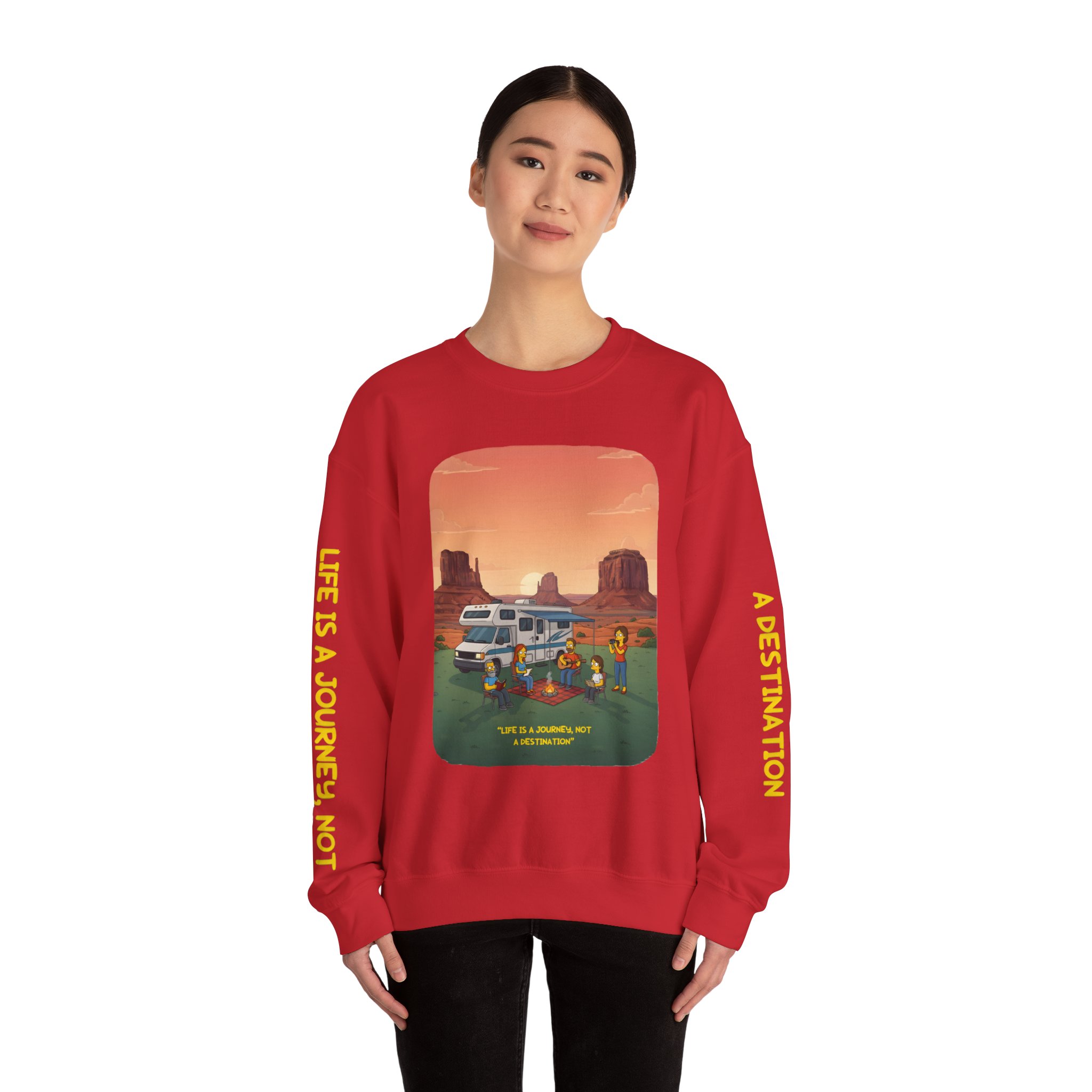 Unisex Heavy Blend™ Crewneck Sweatshirt — "Life Is A Journey-Not A Destination" Design Sitcom-Line